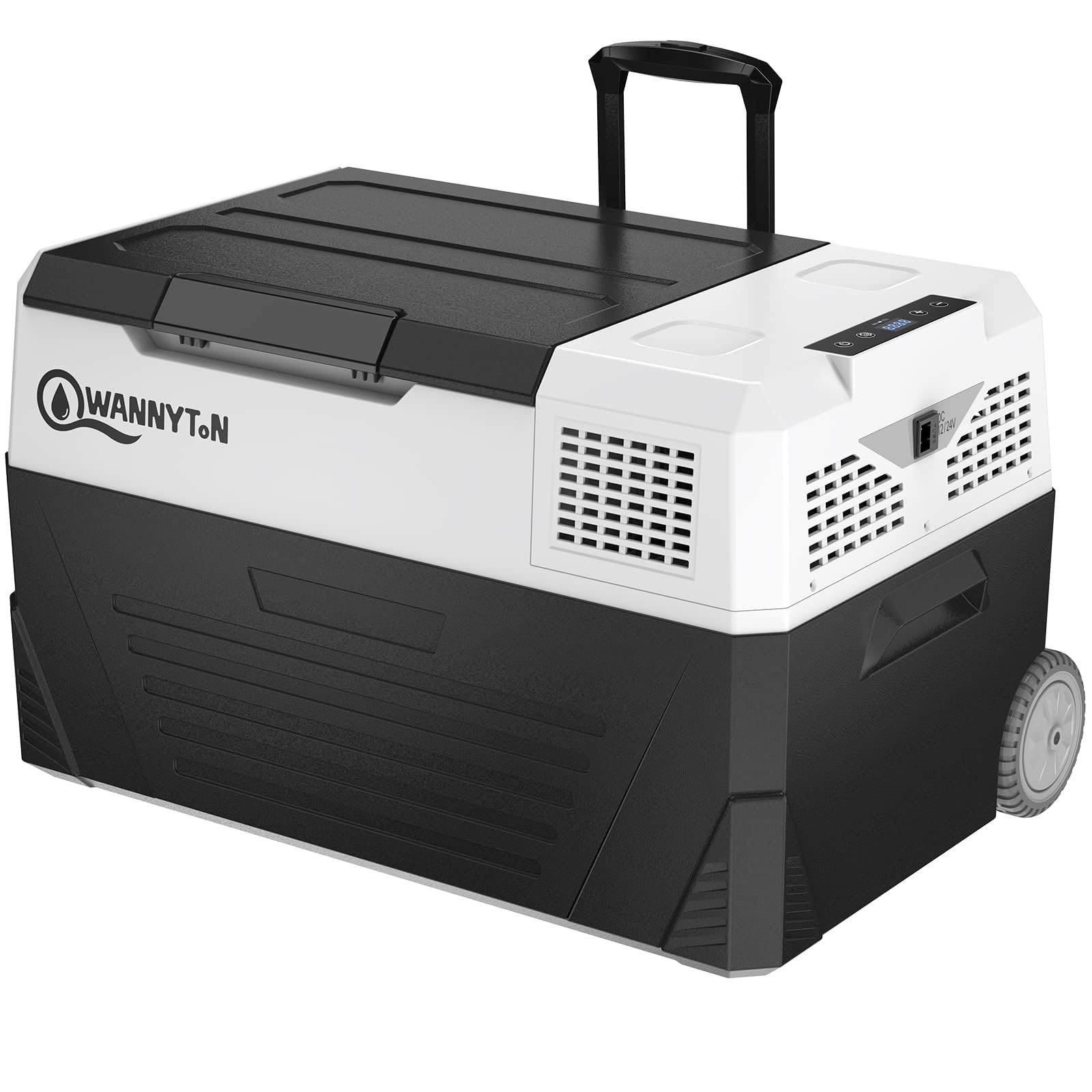 WANNYTON Nevera Eléctrica Portátil 48 L, 12/24/100-240 V, Mini Nevera Portatil para Cochr, Nevera Portatil Compresor con Ruedas y Asa, con Cable CC/CA