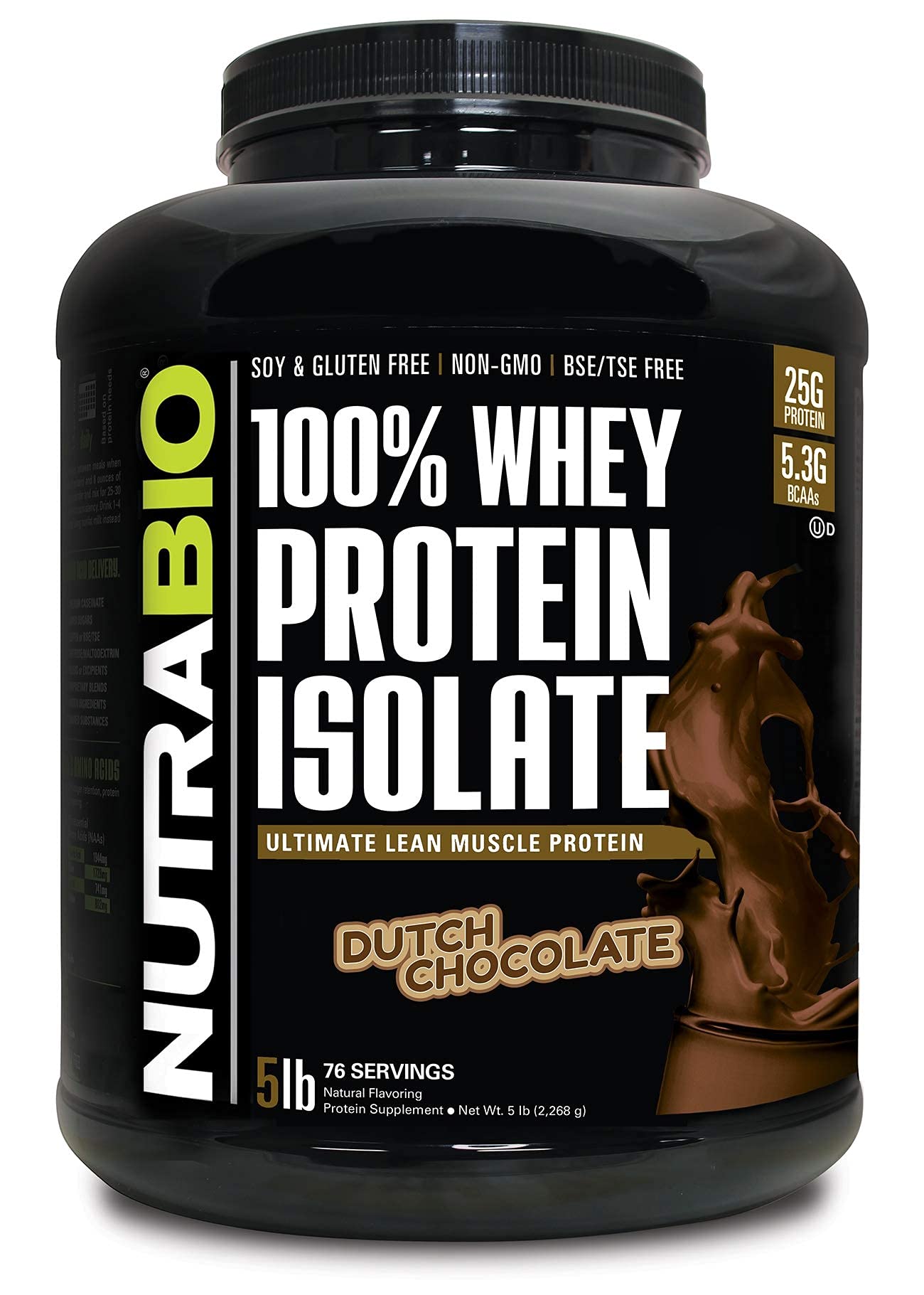 NutraBio 100 Whey Protein Isolate Complete Amino Acid Profile 25G
