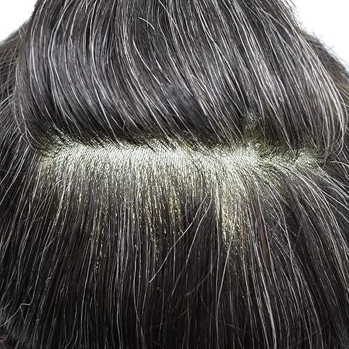 Miniatura 7 de Toupee para hombres Pieza de cabello humano real sistema para hombres Toupee Full Poly Skin Hair Piece para hombres Protesis Capilar Para Hombre8x10