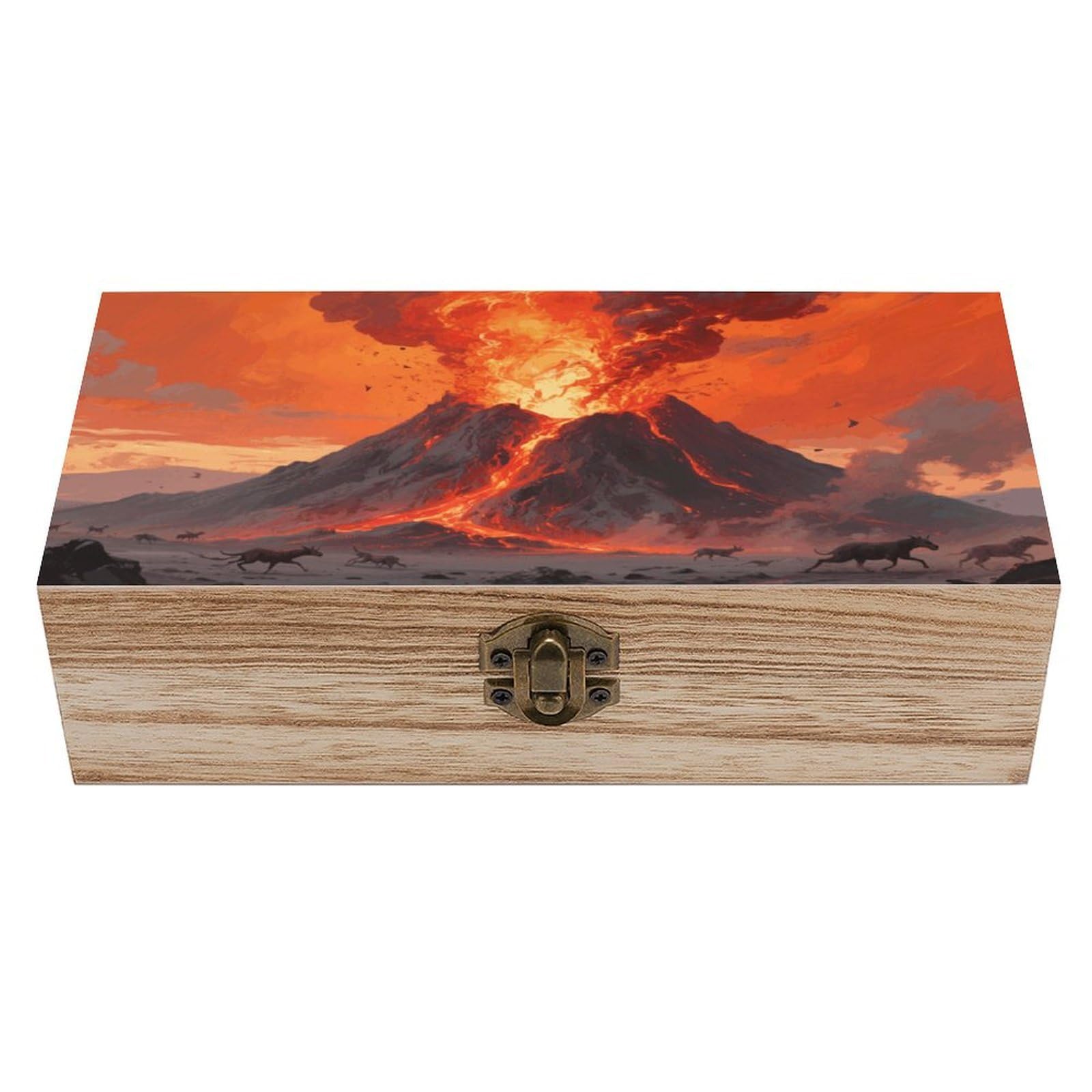 FodPand Decorative Keepsake Box Wooden Storage Boxes with Hinged Lid Handmade Volcano Wonder Wood Organizer Memory Treasure Box for Jewelry Craft Card Photo Storage Wedding Bridal Shower Gifts