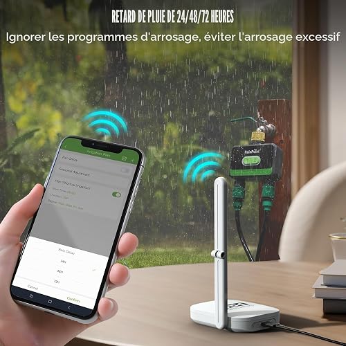 RAINPOINT Irrigation Computer WLAN 2 Outputs, Brass Inlet and Outlet, Automatic Garden Watering Timer with App/Voice Control, WiFi Irrigation System for Greenhouse Garden - 6