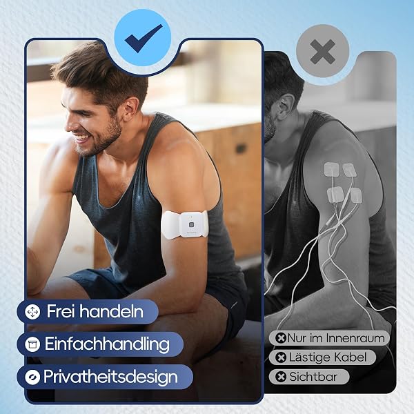 Comfytemp TENS Gerät Kabellos, Tragbar Schmerztherapie Wireless Massagegerät mit 15 Programme 16 Intensitätsstufen für Bein Rücken Schulter Arm Muskelstimulator mit 2 Pads K6101 - 4