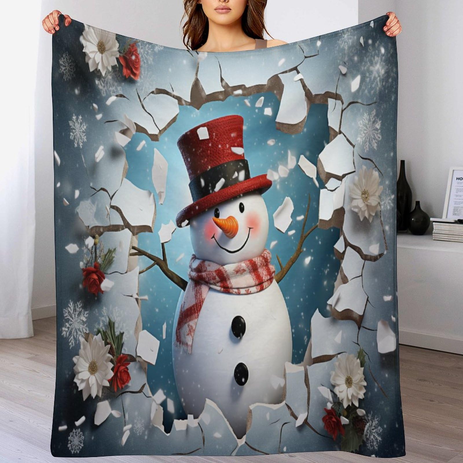 Ggjjtt Boys Snowman Throw Blanket - Soft, Warm, Cozy, Blankets For Couch And Bed - Throws For Sofa For Kids Teen Young Girls, 130×150Cm