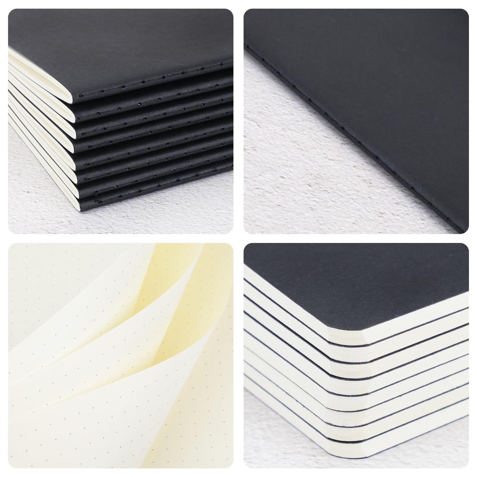 Yarotm Notitieboek A6 Gestippeld - 24 stuks Gestippelde Notitieboekjes 10x14cm - Notebook Kraft Softcover Kladblok A6-100GSM Gestippeld 5mm 30 Sheets Dagboek