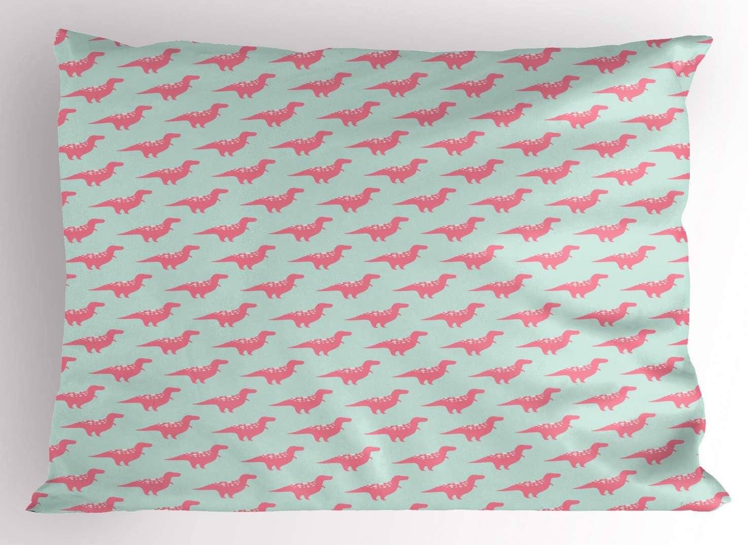 Ambesonne Dinosaur Pillow Sham, Childish Pattern of