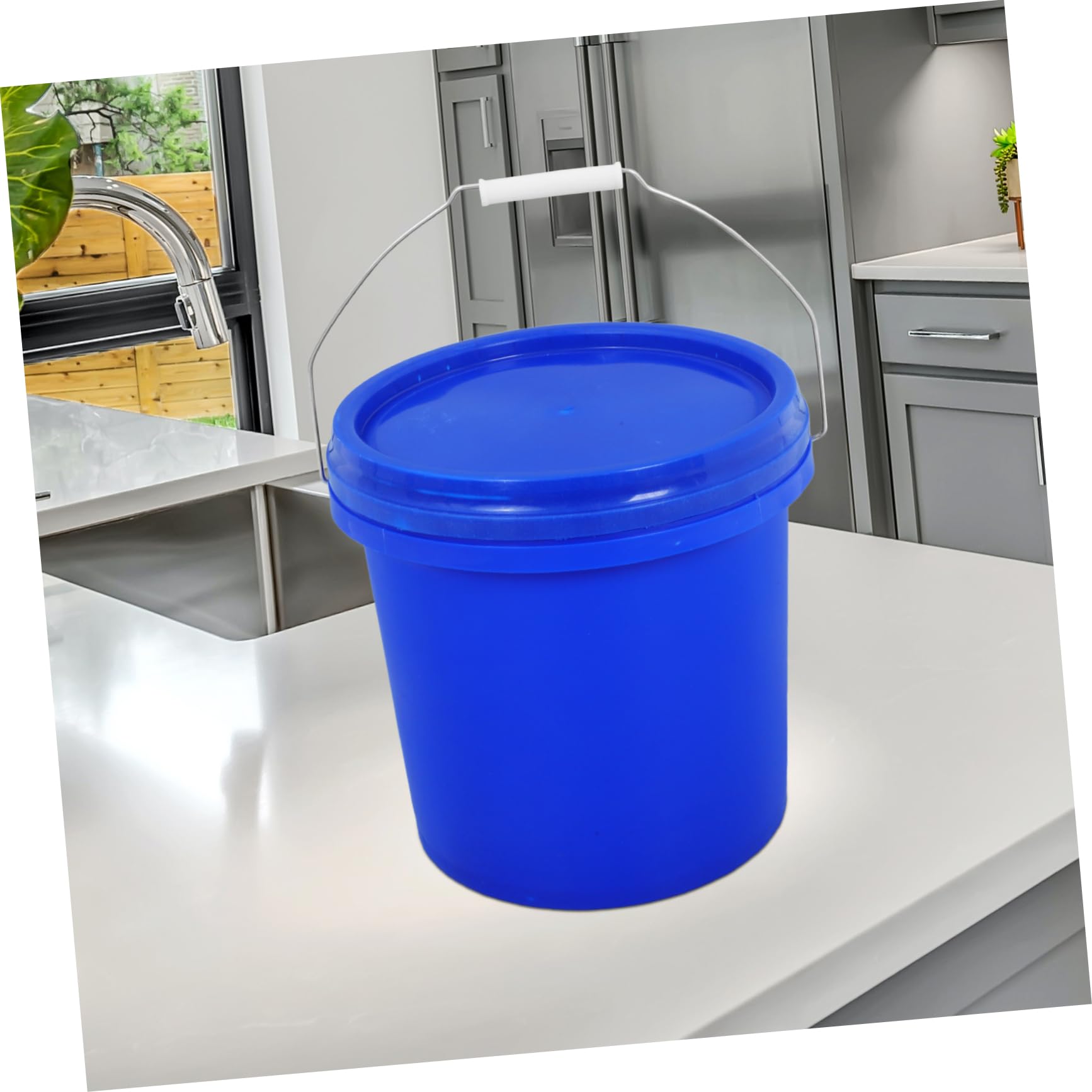 Secchio di Plastica Sigillato Blu 10l con Coperchio per Alimenti