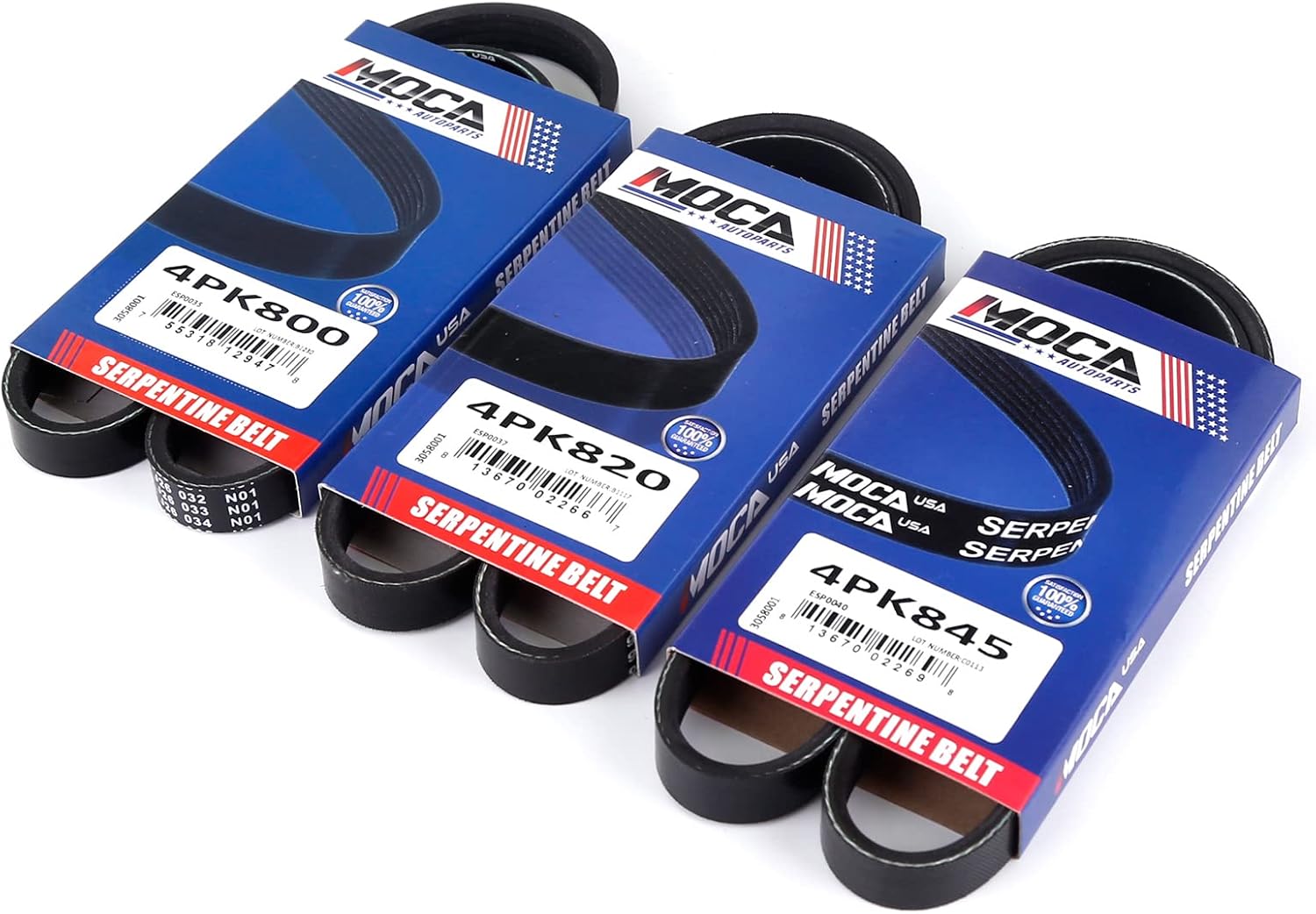 MOCA Serpentine Belts Professional V-Ribbed Belt Compatible with 1997-2000 for Acura EL 1.6L, 1996-2000 for Honda Civic 1.6L 4PK800, 4PK820, 4PK845