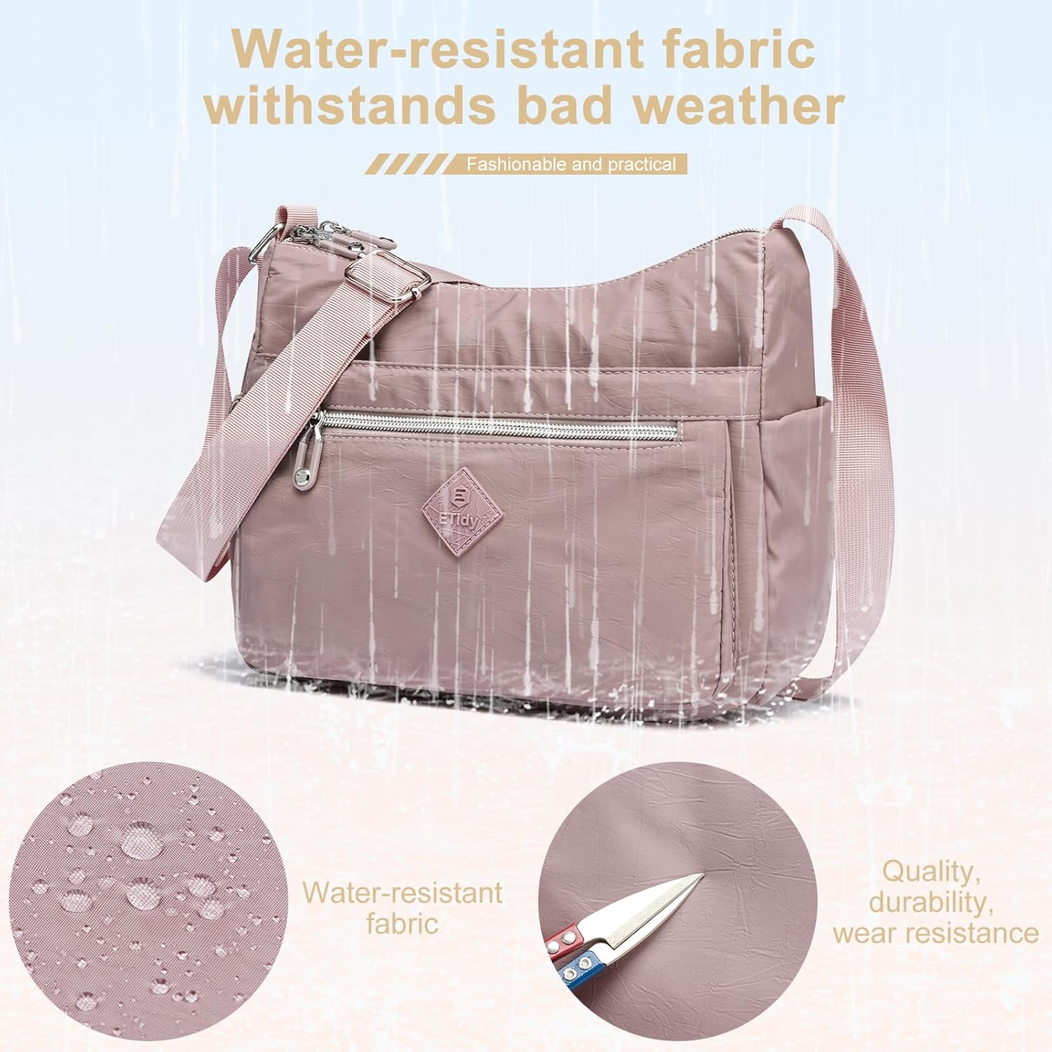 ETidy Large Crossbody Bag For Women Waterproof Lightweight Casual Shoulder Handbag Purse