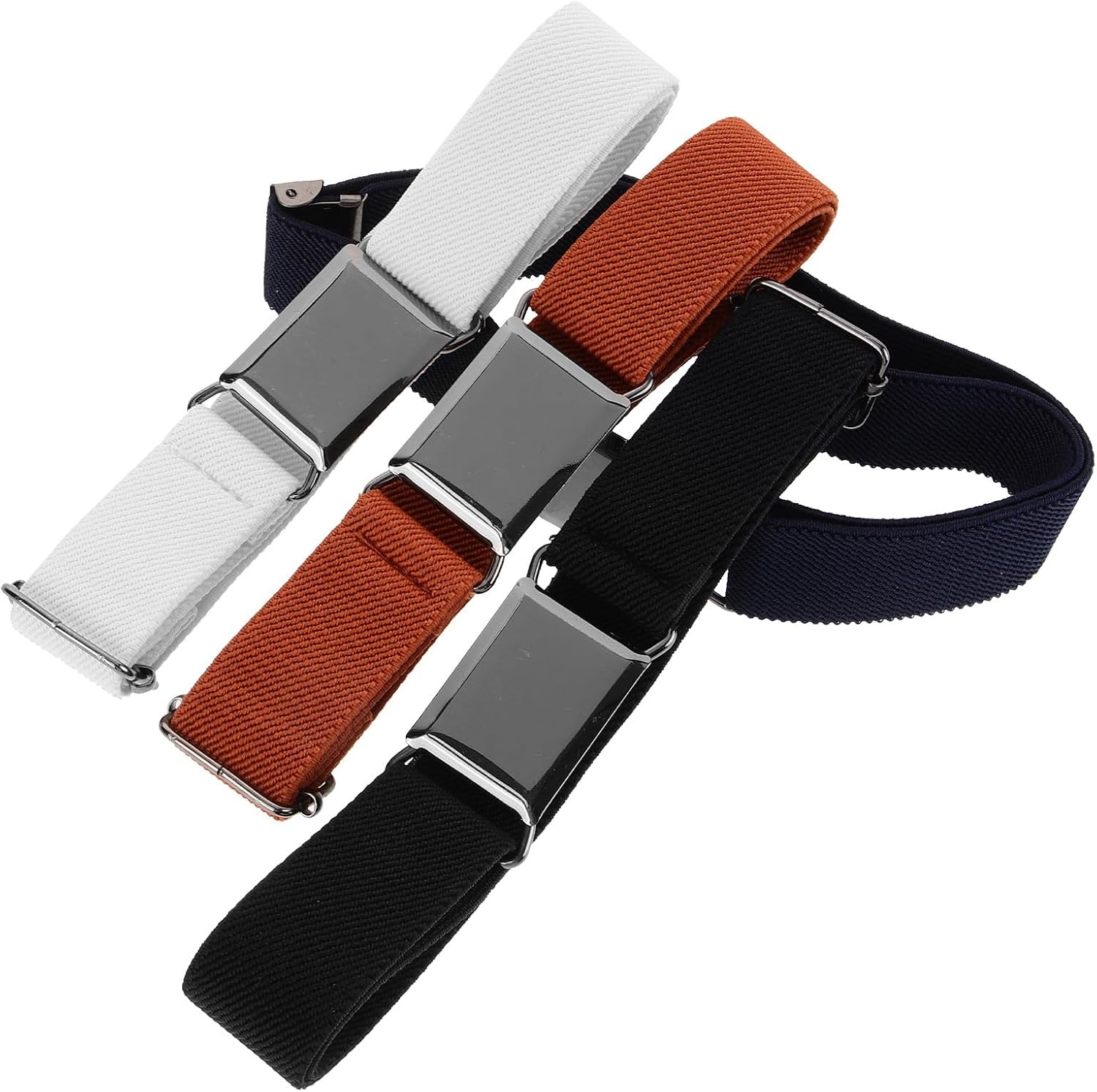 4pcs Elastic Belts and Boys, Stretch Waistbands Adjustable Elastic Waist Belts, White Black Navy and Khaki Colors, Suitable and ’s Pants