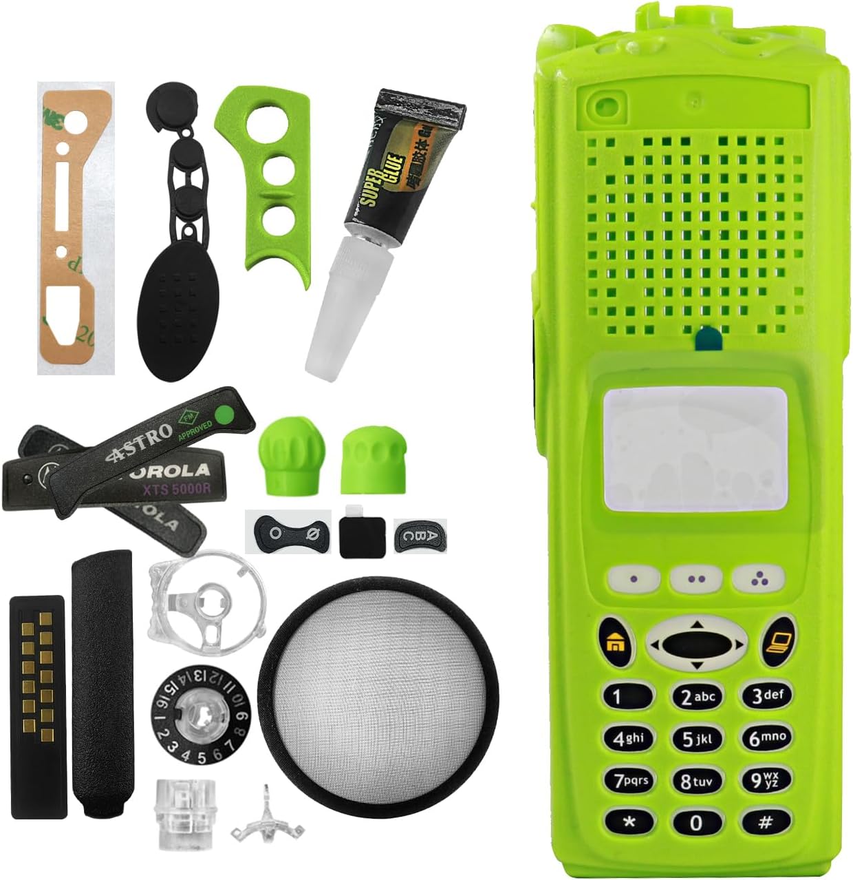 Green Repair Kit Case Cover Housing for XTS5000 Model III 3 Radio Without PTT Copper Switch