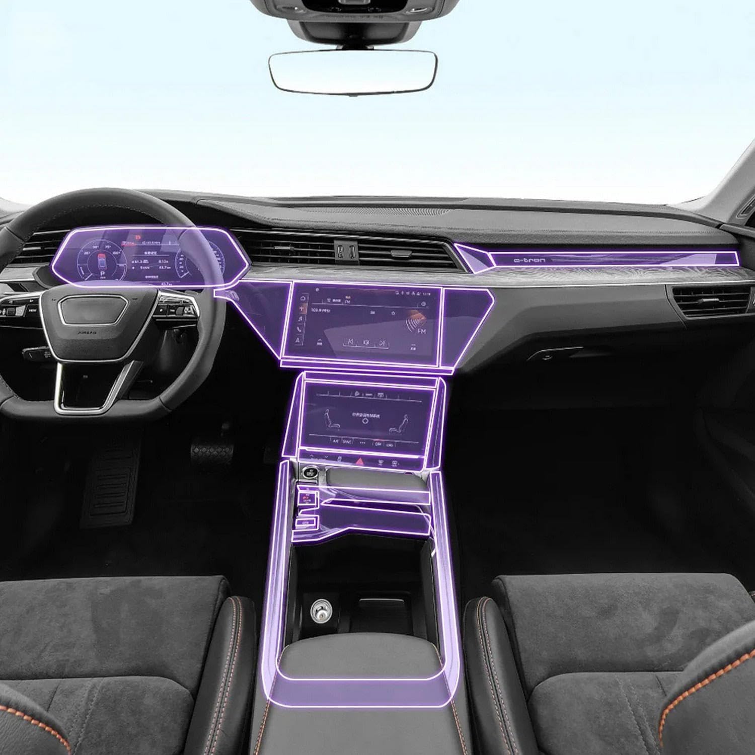 Film PPF Audi e-tron protection console centrale en TPU transparent premium 2020-2024