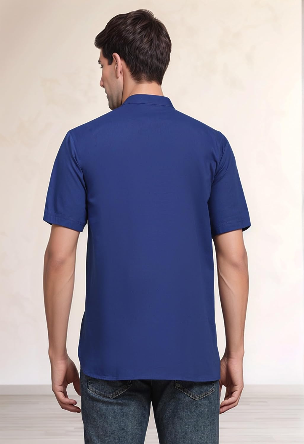 skavij men’s pure cotton short kurta with chest pocket - solid eid & ramadan ethnic tunic small royal blue