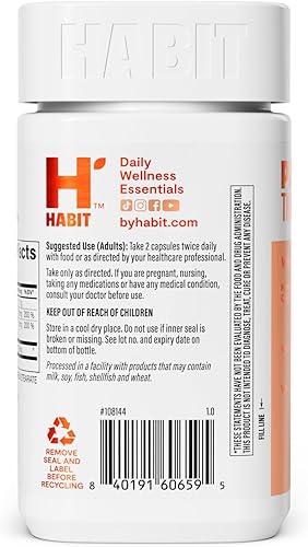 Miniatura 4 de Habit - Suplemento de colágeno (2 unidades, 120 cápsulas), nuevo aspecto, 2000 mg de péptidos de colágeno, vitamina C y vitamina E, salud de la