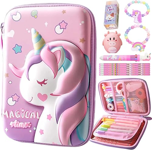Miniatura 8 de JYPLKCMT Estuche para lápices de unicornio para niñas y niños, bonito estuche para lápices rosa, 3D EVA de gran capacidad, bonita bolsa para lápices