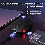 MAMBASNAKE M4 Souris de jeu sans fil, 52g Léger BT/2.4Ghz/Mouse de l'ordinateur filaire, PAW3311 24K DPI Capteur optique, 200h Durée de vie de la batterie, souris programmable pour PC/Win/Mac (Noir)