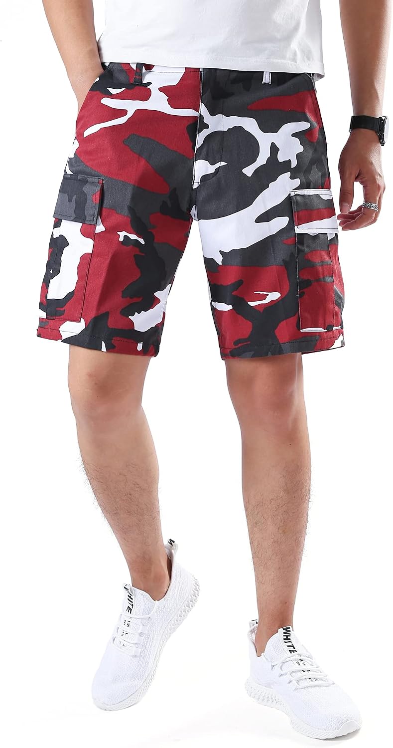 BACKBONE Men's Camouflage Cargo Shorts, Multi‑Pocket BDU Style Casual Shorts