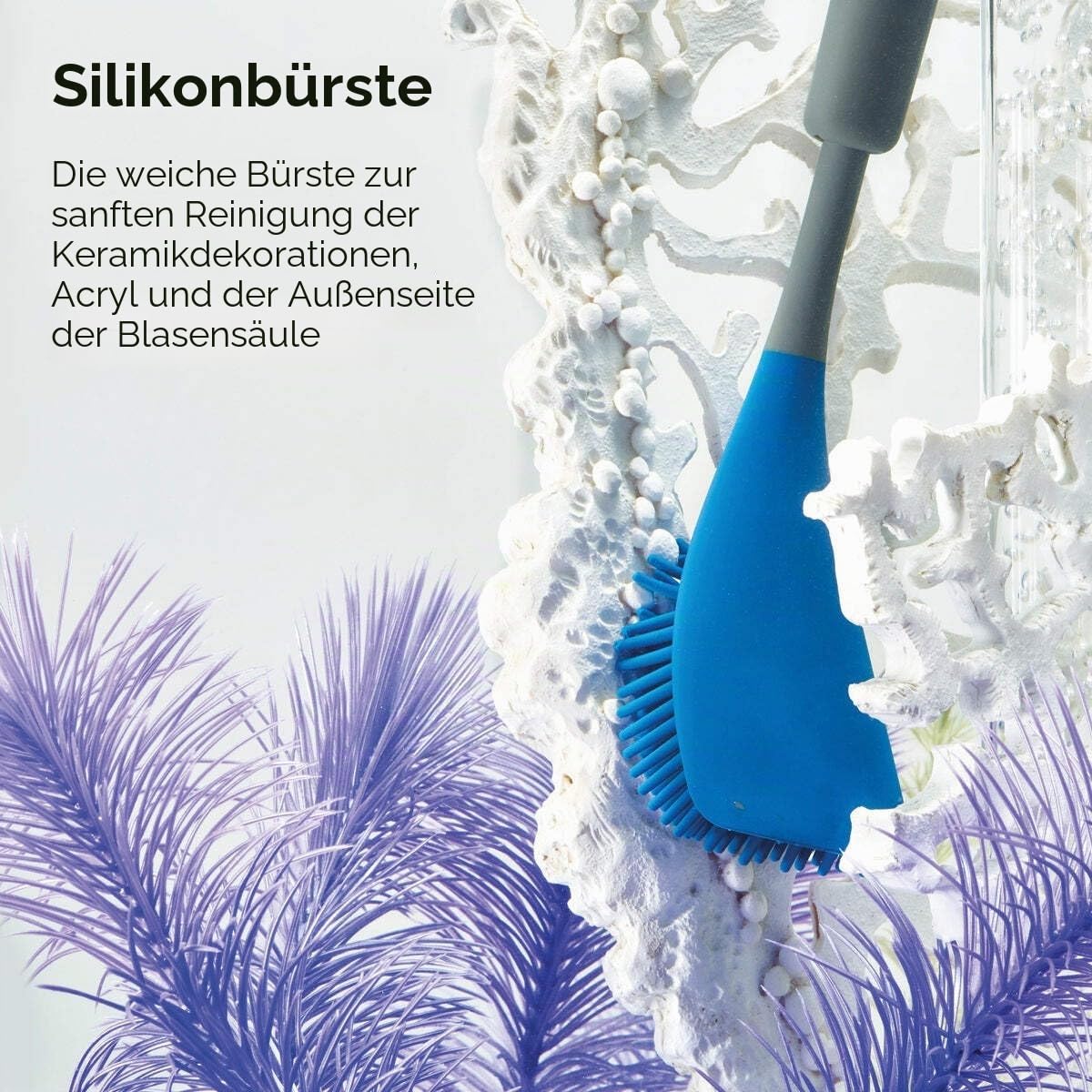biOrb 55249 Multi-Reiniger, blau - Aquarium Pflegemittel aus Silikon, Luftsäulenreiniger für schonende Reinigung von Acryl-Glas