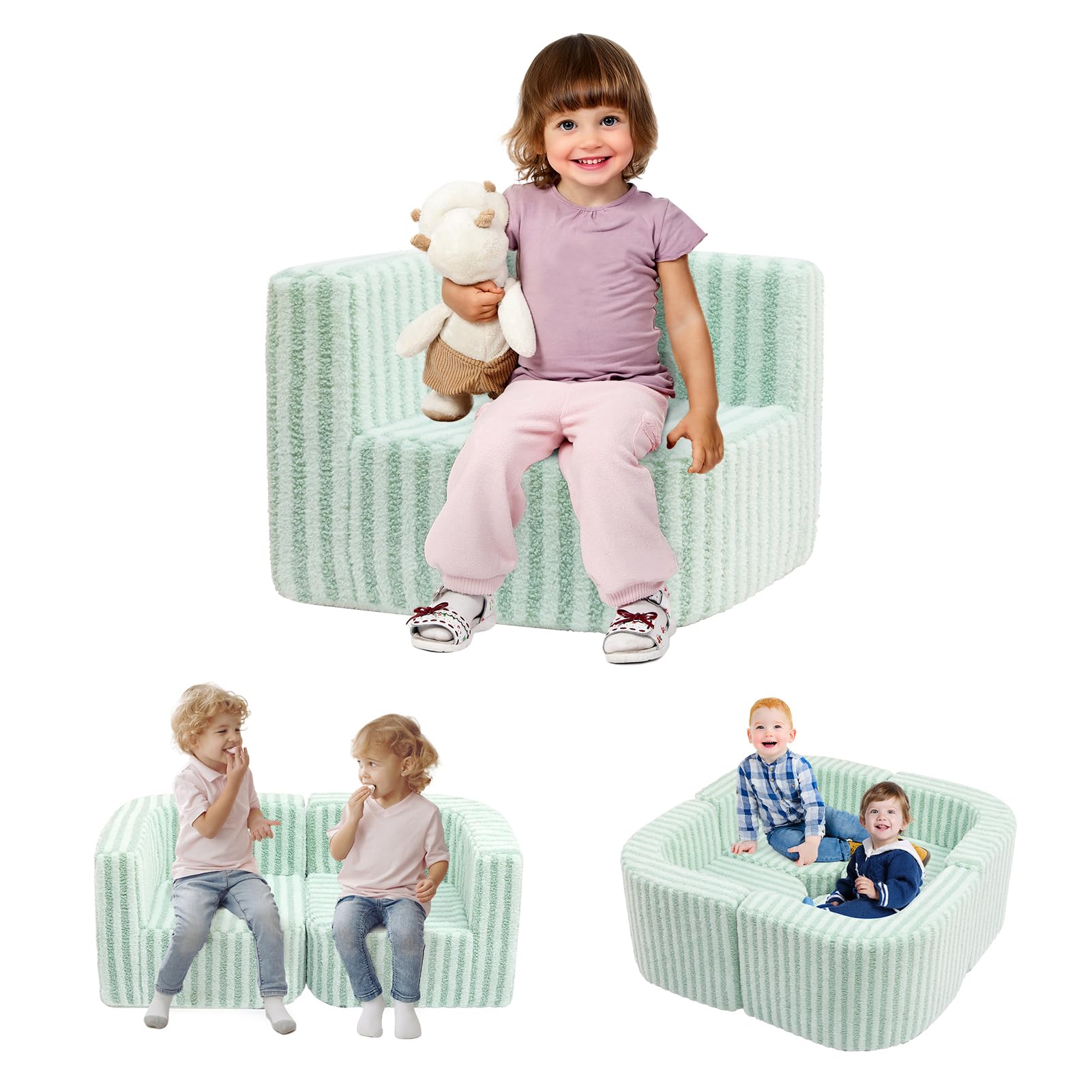 ALIMORDEN Kids Modular Sofa - Single Piece Soft Foam Chair for Boys & Girls, Stackable & Expandable Children's Furniture for Playroom or Living Room, 1 Piece