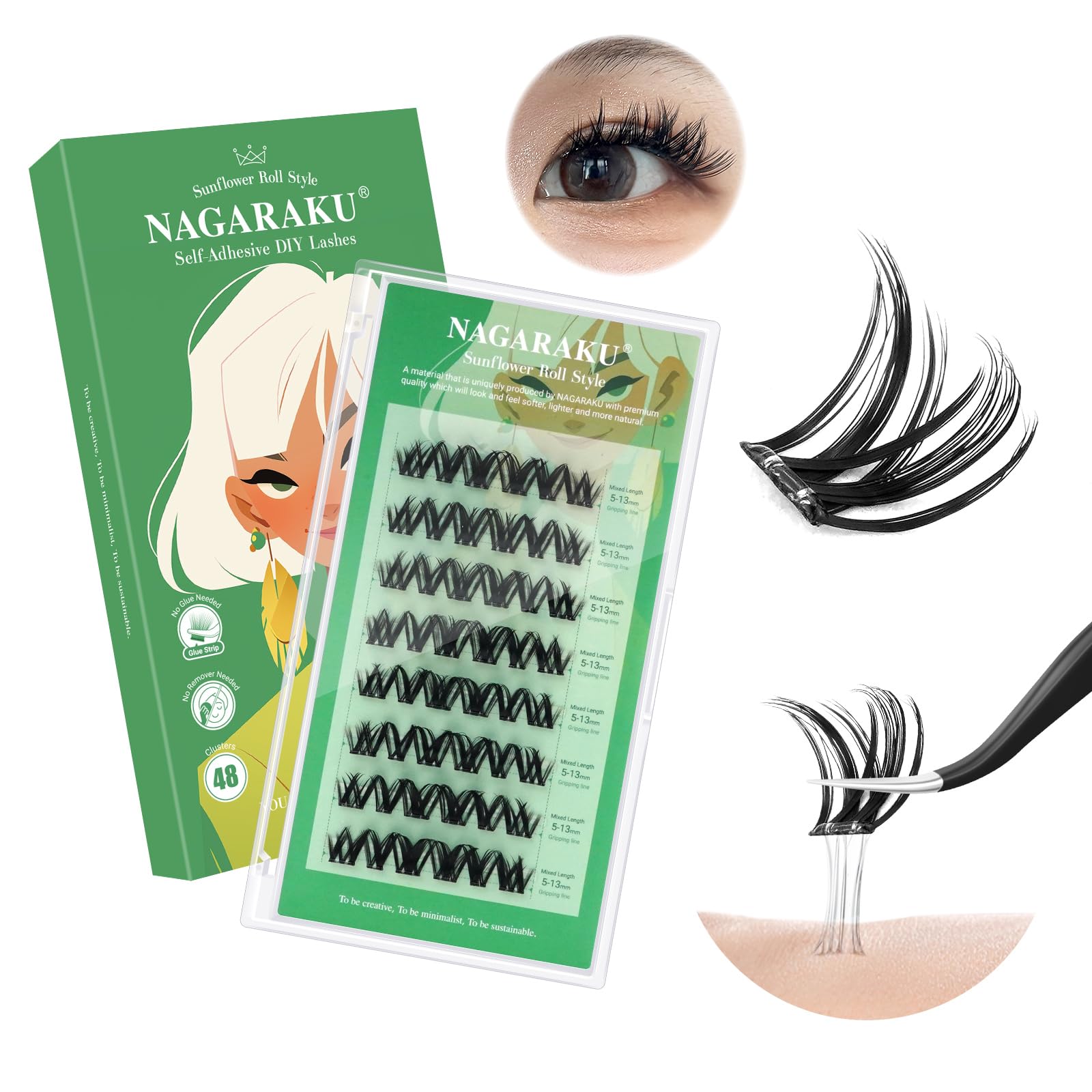 Amazon | NAGARAKU 部分用つけまつげ グルー不要 軽量 ワンタッチ