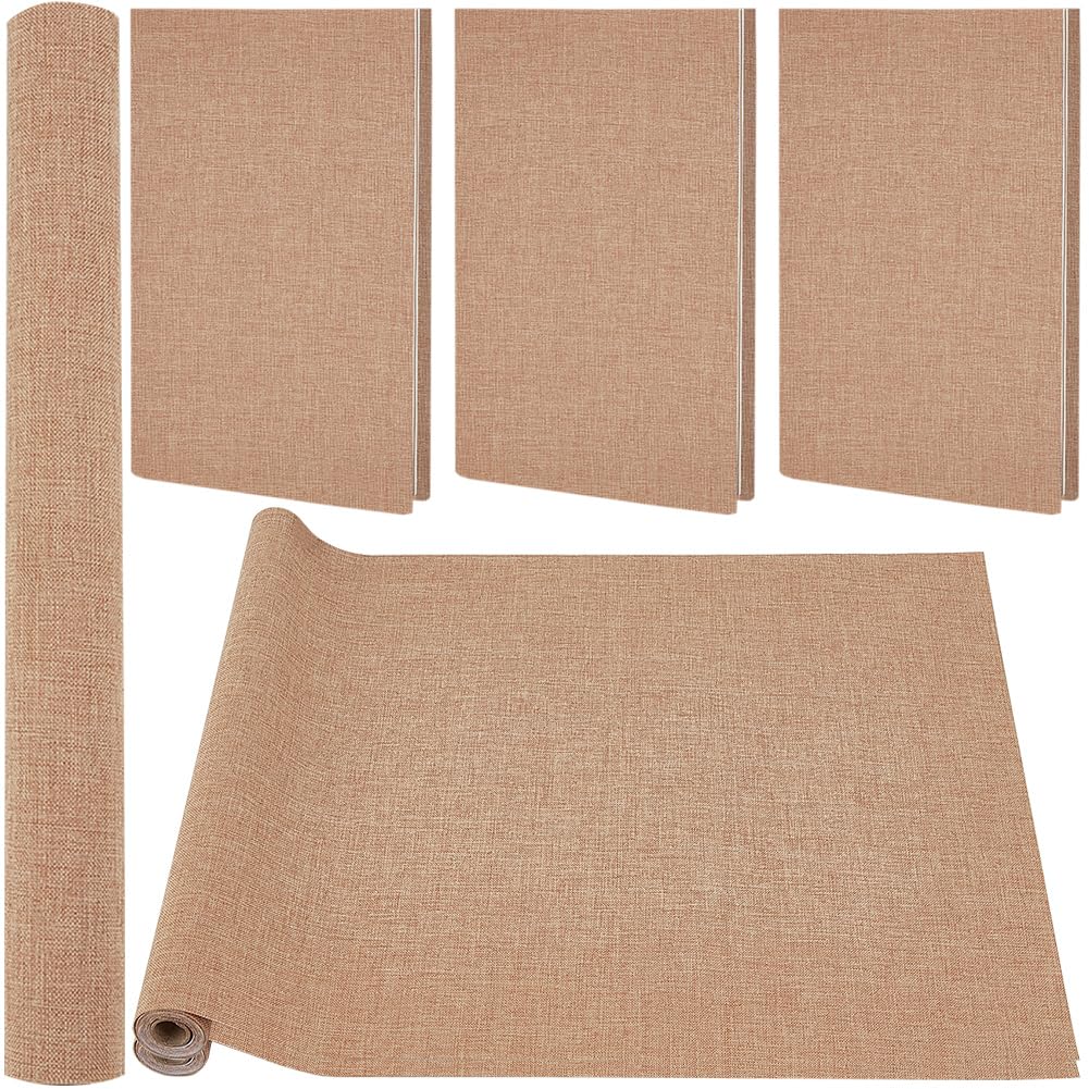 CRASPIRE 51 x 11.8 Inch Brown Linen Book Cloth Bookbinding Book Cover Peru Polyester Fabric Paper Backed Woven Book Fabric for Books Album Scrapbooking Archival DIY Covering Bookbinding Protector