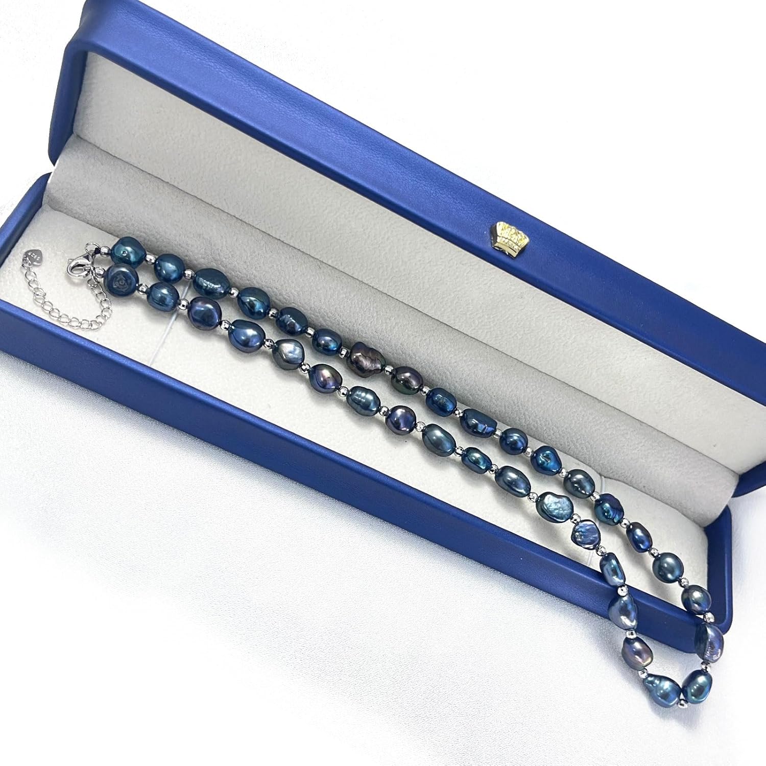 Freshwater Baroque Pearl Necklace for Women | 9-10mm Natural White Pearls with Hand-Carved 925 Sterling Silver Beads | Organic Luxury Jewelry Gifts for Birthday/Anniversary/Wedding