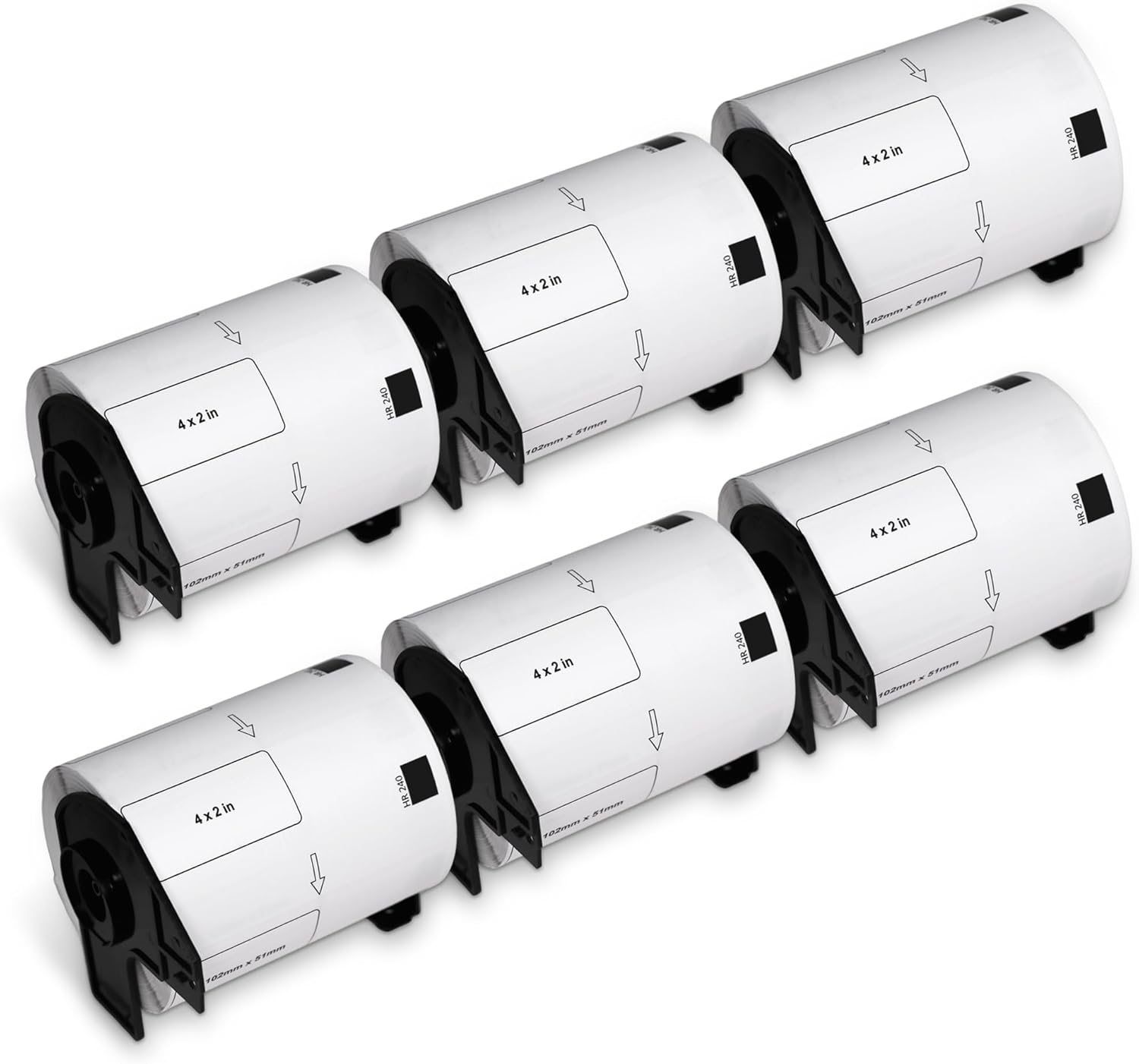 BETCKEY - Removable Film Label Replacement for Brother DK-1240 (4" x 2"), Durable Waterproof Shipping/Barcode Label, Compatible with Brother QL Printers [6 Roll, 3600 Labels]