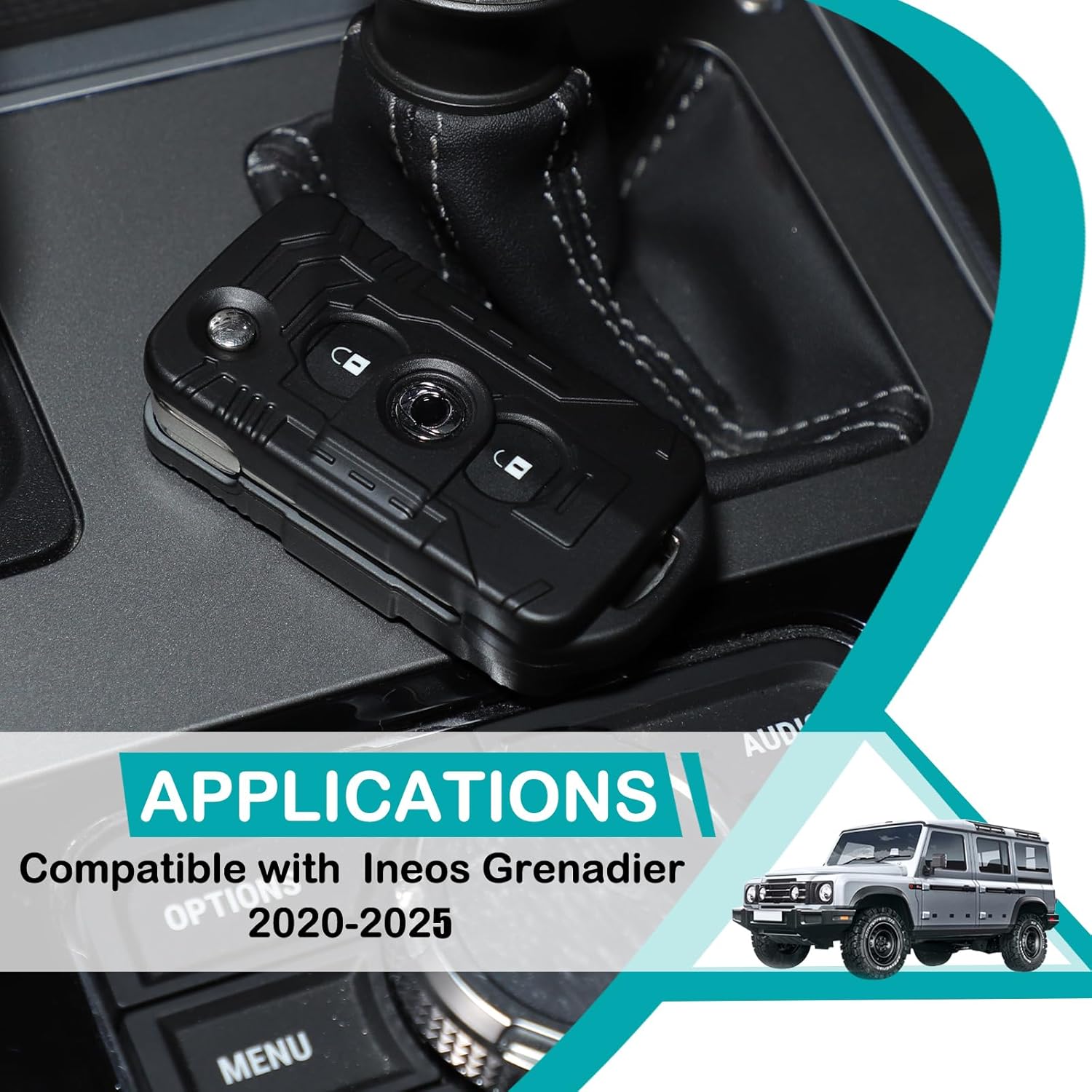 Key Fob Cover Key Fob Case Compatible with Ineos Grenadier 2020-2025 Car Full Protection ABS Accessories Smart Key (Matt Black)