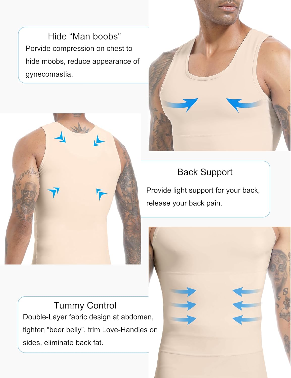 Mens Slimming Body Shaper Vest, Gynecomastia Compression Shirt Shapewear, Abs Abdomen Undershirts, Tummy Control Tank Top - Image 2