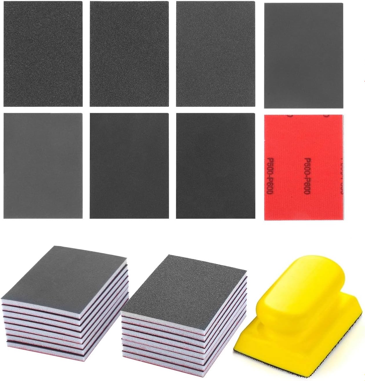 24-Piece Sanding Sponge Pads and Hand Sanding Block Set, 180-3000 Assorted Grits