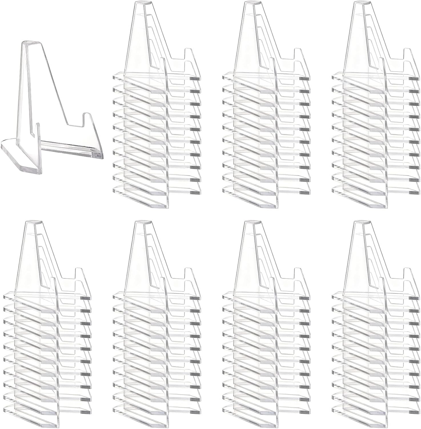 70 Pcs Card Stands for Display, 2.2 Inch Card Holder Clear Mini Easel