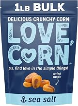 LOVE CORN Sea Salt 16oz x 1 Bag - Delicious Crunchy Corn - Healthy Family Snacks - Gluten Free, Kosher, Non-GMO- Alternative for Chips, Nuts, Crackers & Pretzels - Perfect for Charcuterie Boards