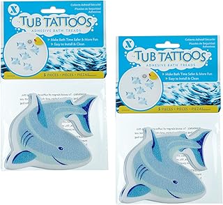 SlipX Solutions Adhesive Bath Treads, Shark Tub Tattoos, Non-Slip Traction to Bathtubs, Showers & Other Slippery Spots (Kid Friendly, Reliable Grip)