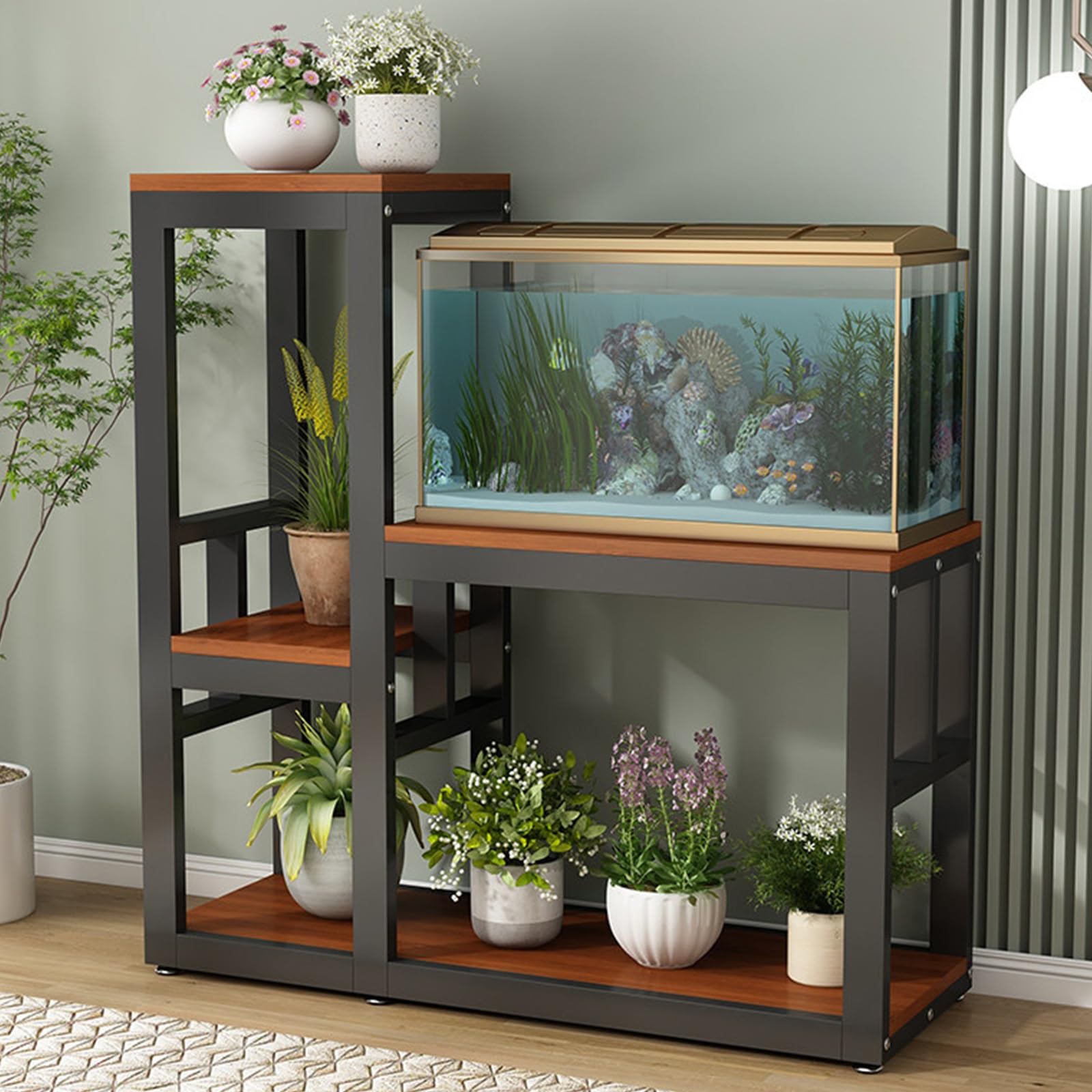 Meuble d'aquarium pieds réglables pour corriger les sols inégaux en toute sécurité