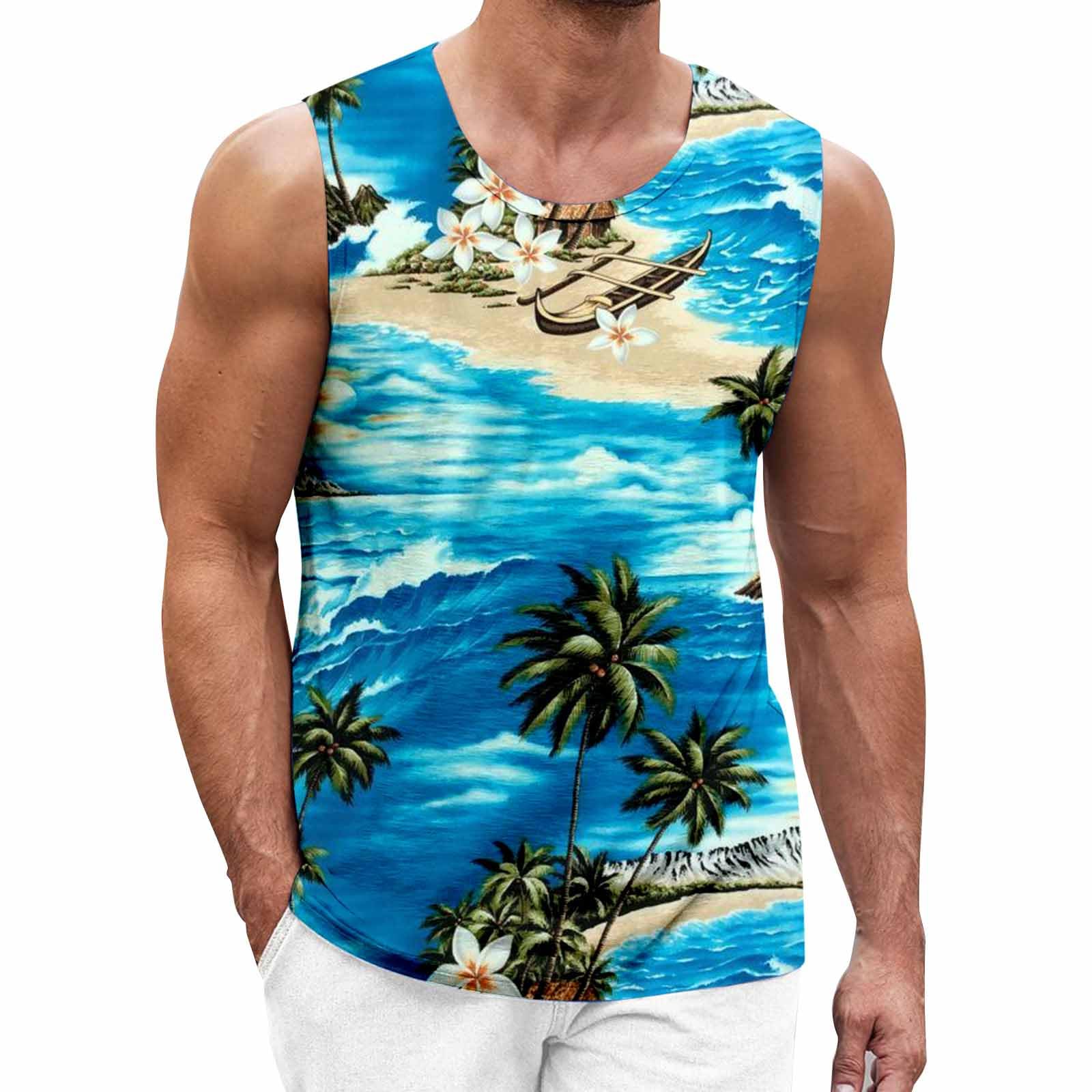 Débardeur Hawaïen Fantaisie Pour Homme - Imprimé Tropical Funky, Sans Manches, Décontracté - Parfait Pour Plage, Vacances, Sport Et Look D'été