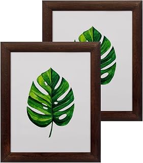 SimpleMe Rustic Wood Picture Frames 8x10 - Pack of 2 – Farmhouse Tabletop or Wall Mount Display with Glass, Dark Brown