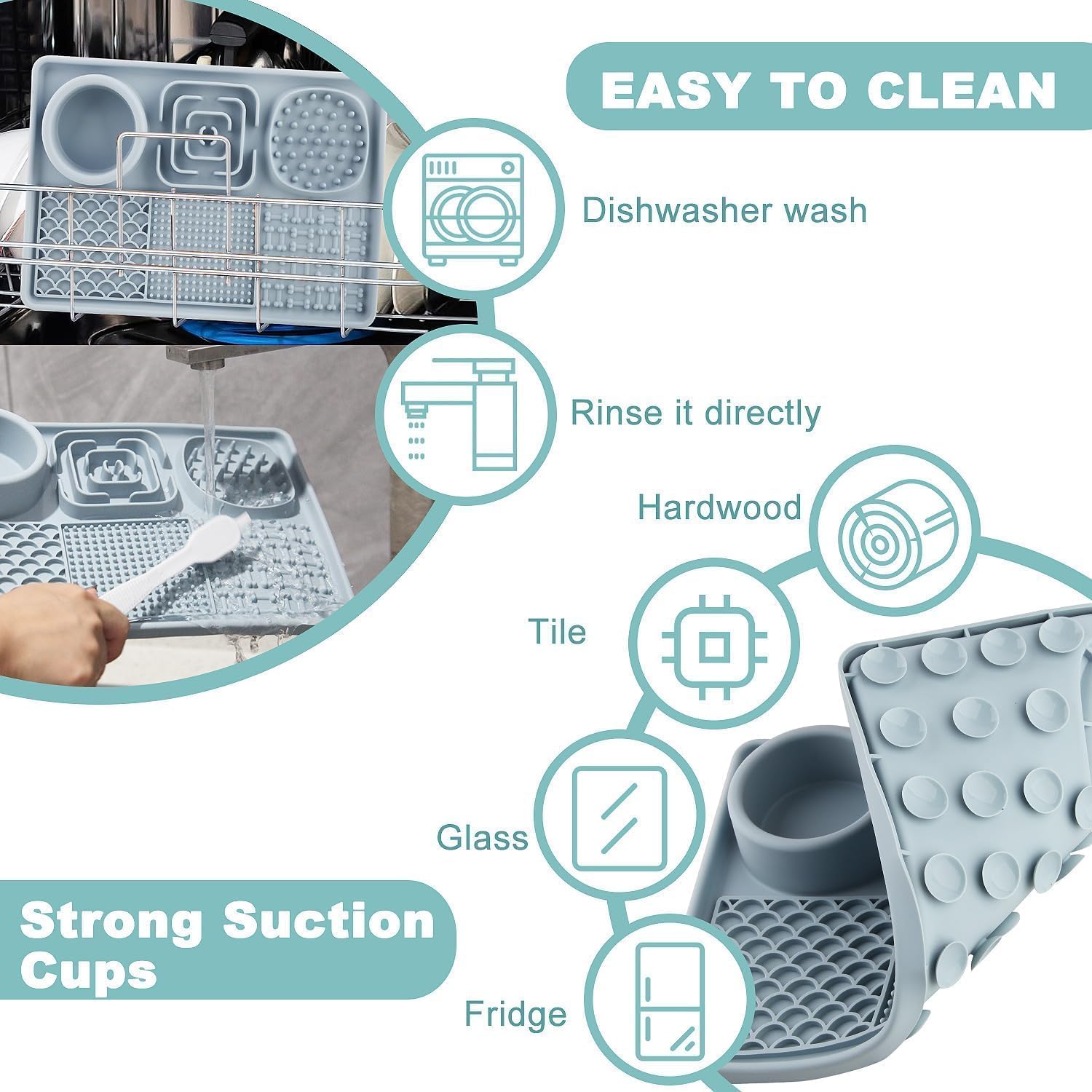 DEVKI Slow Feeder Bowl, Silicone Lick Mat with Suction Cups for Dog Cat, Snuffle Mat for Pet Smell Training, Puzzle Toys for Bored Puppy, Interactive Sniff Mat for Slow Eating and Keep Busy, Green