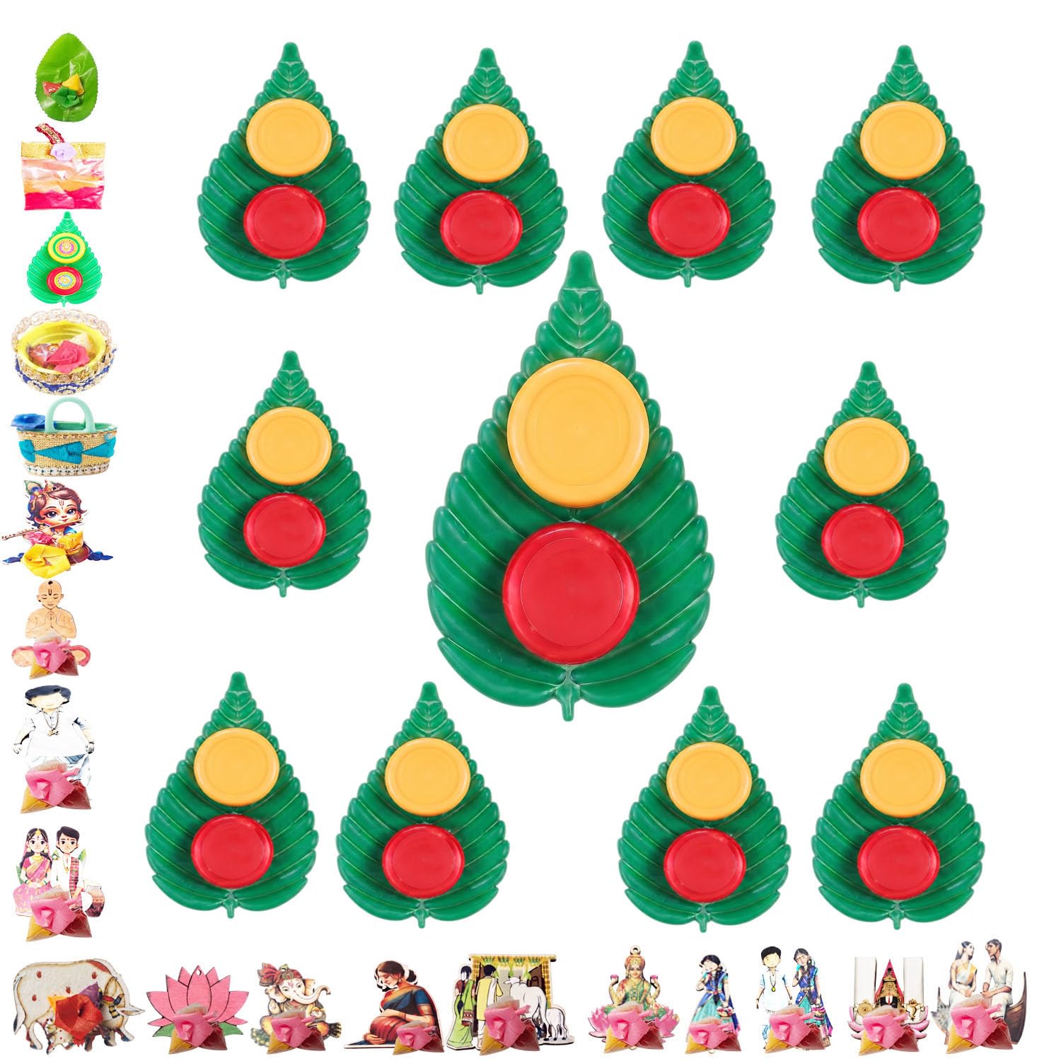 SAI Balaji Synthetic Leaf Haldi Kumkum Pouch Gift Set – Pack of 21 – Traditional Return Gifts for Pooja, Festivals, Weddings, Housewarming, Thamboolam, Celebrations & Auspicious Events-image-46