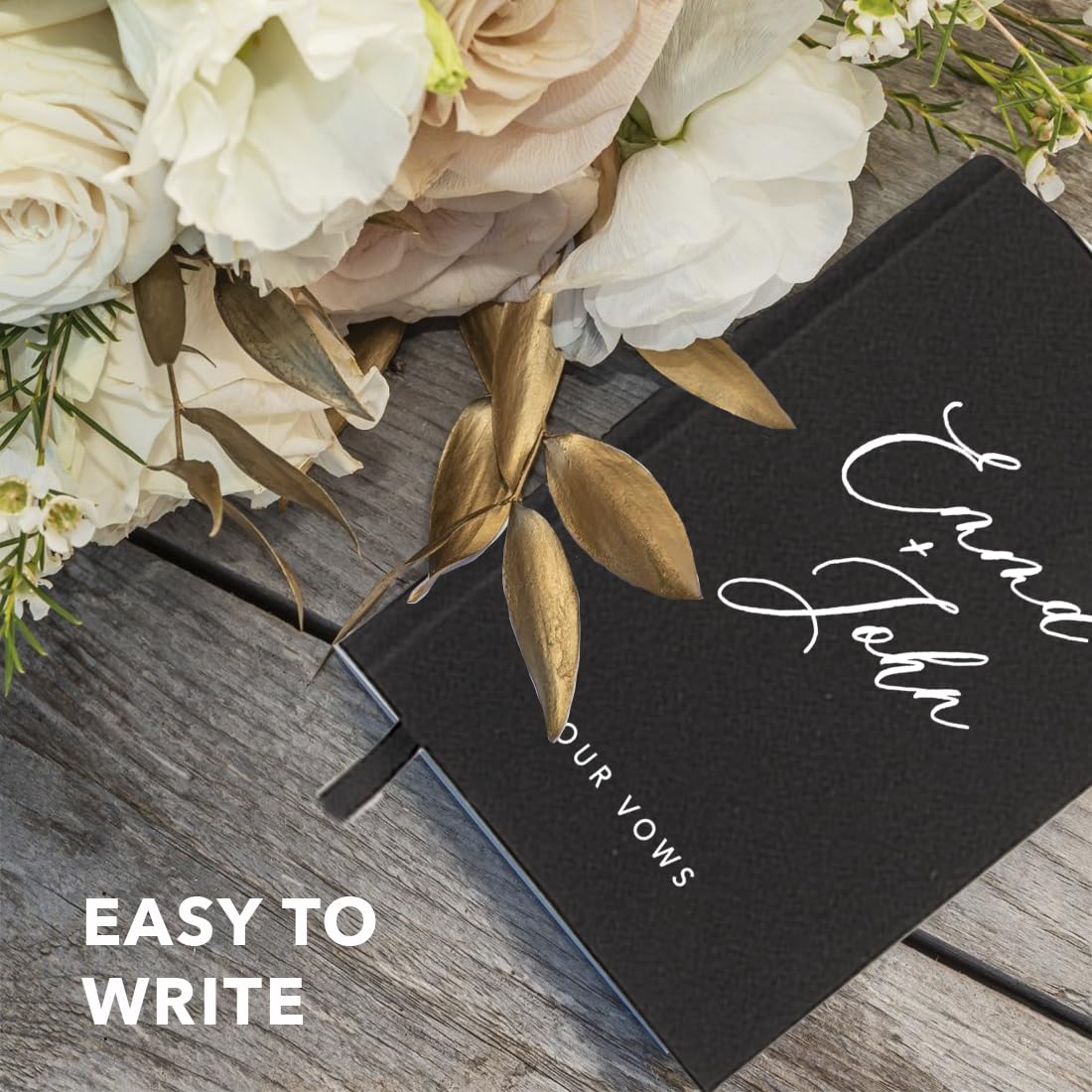 Andaz Press Personalized Vow Books, Script Custom Names Our Vows, Hardcover Linen Wedding Vow Books His and Hers, 60 Pages Wedding Essentials Groom Gifts from Bride His Her Vows Book, 6 Colors, 2-Pack