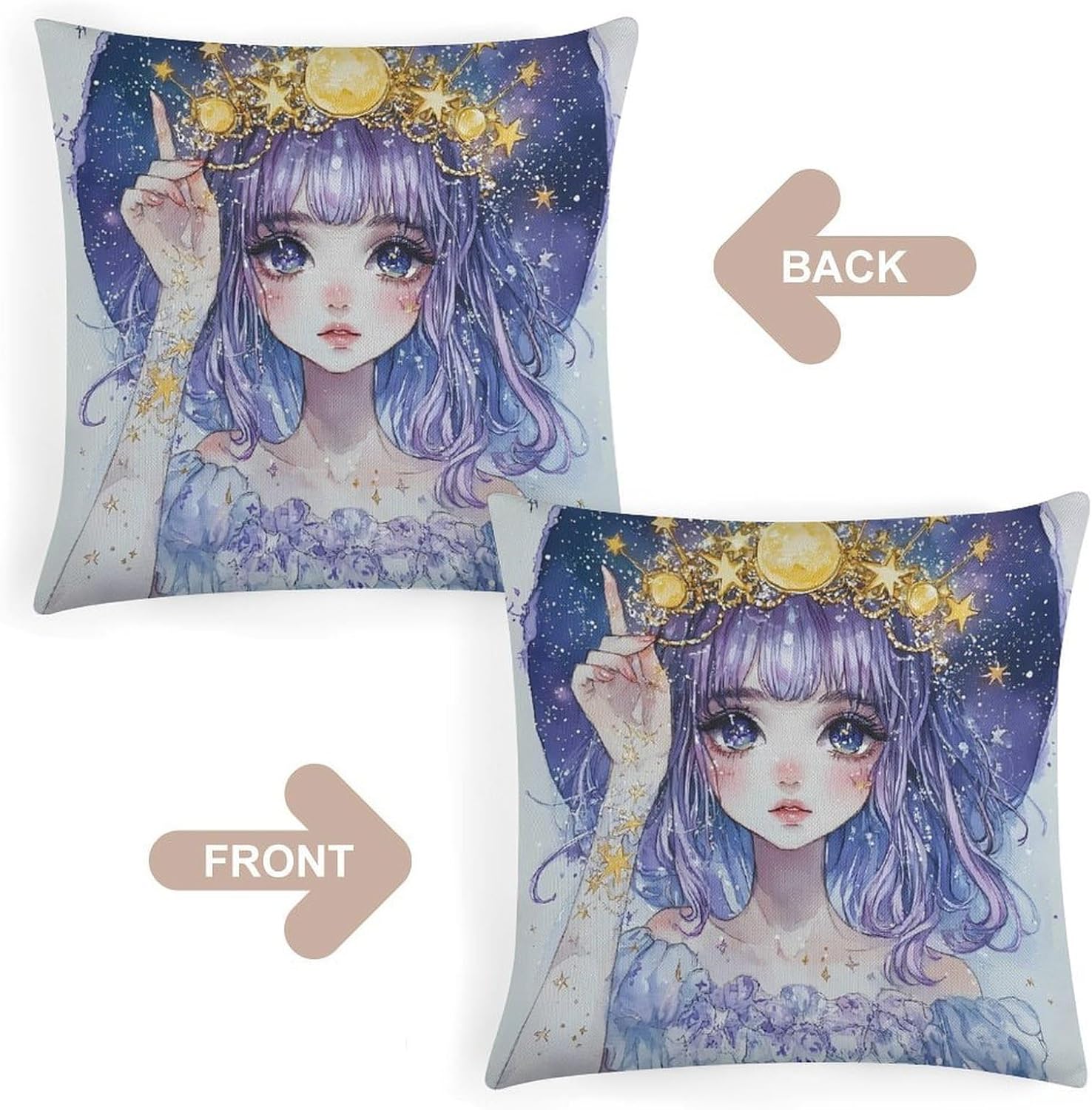 Zodiac Pin Up Girl Painting Cotton Linen Pillow Cases Washable Throw Couch Pillow Covers Protectors for Home Decor