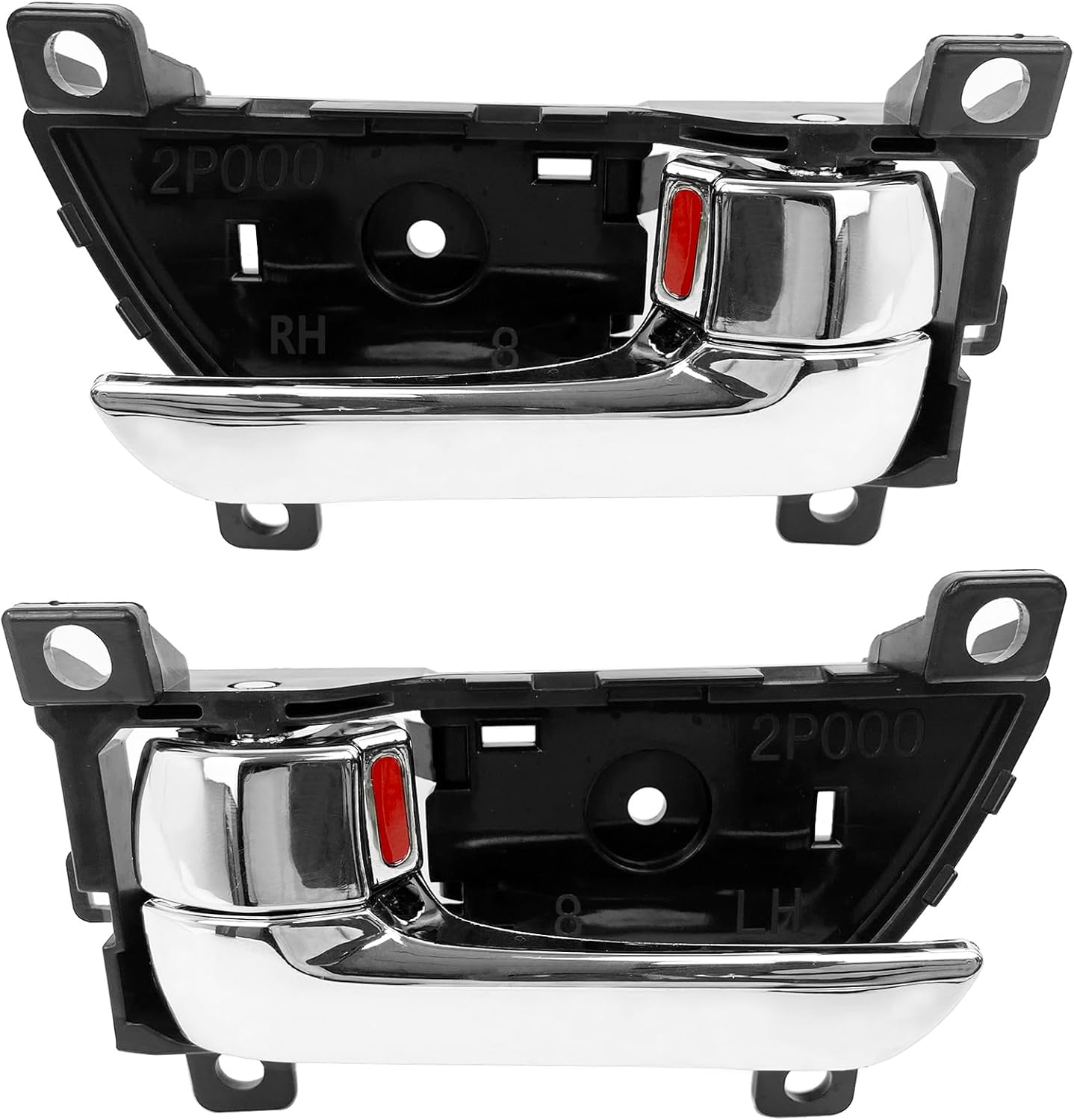 Cheriezing Interior Door Handle Compatible with Kia Sorento 2011 2012 2013 2014 2015 - Black House Chrome Lever Chrome Knob - Left and Right Side (1 Pair)