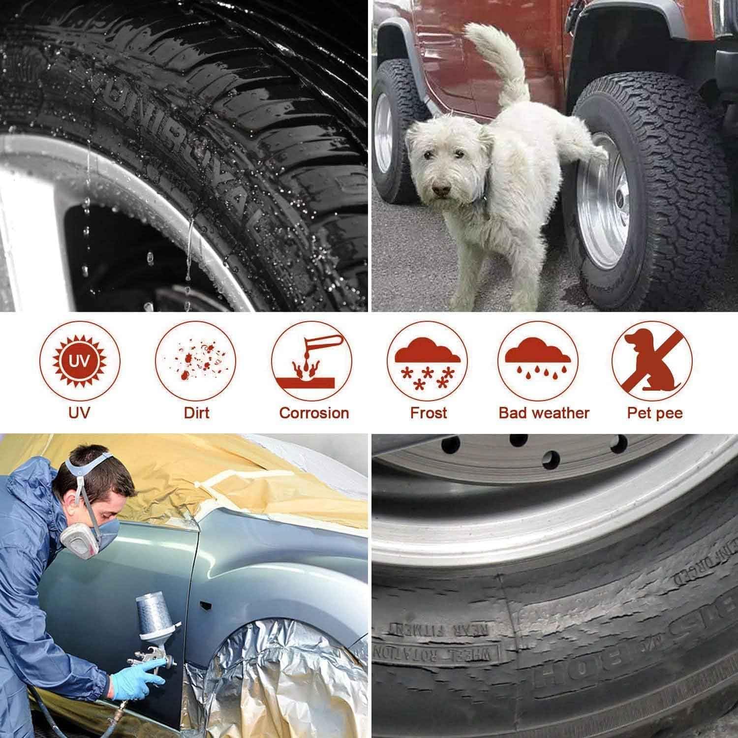 Tire Covers Set of 4, Waterproof Anti-UV Sun Snow Rain Tire Covers for Trailers, RV, Camper, SUV, Truck, Fit 24-26 inches Tire Diameter