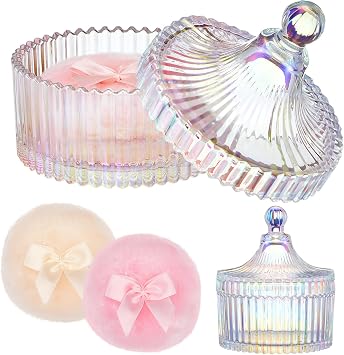 Tioncy 3 Pcs Large Powder Container and Puff Set, Classic, Dazzling