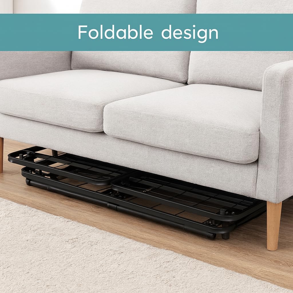 Naomi Home Foldable Queen Metal Bed Frame with 13-Inch Underbed Storage, Fully Assembled Steel Platform No Box Spring Needed, Squeak-Free 600 lb Capacity for Stress-Free Setup and Small Spaces, Black