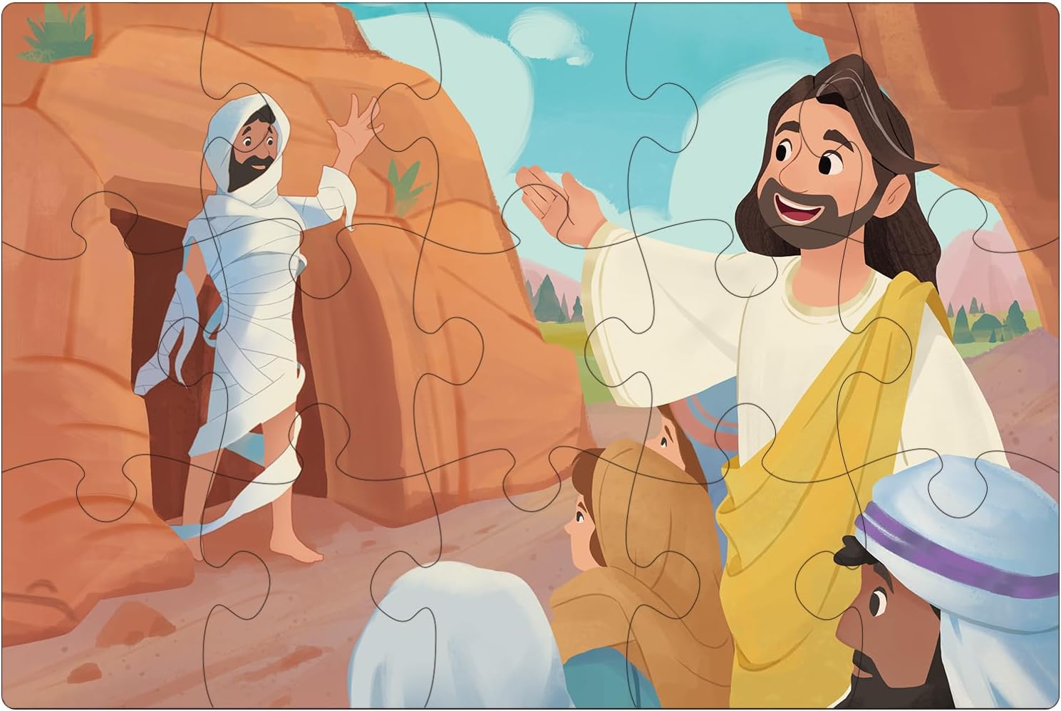 Bible Puzzles Kids, 4-in-1 Wooden Puzzles in Box, Religious Christian Toys for Toddlers, Christmas Puzzle for Kids, Jesus Walks on Water | Jesus with Children | Lost Lamb (New Testament)
