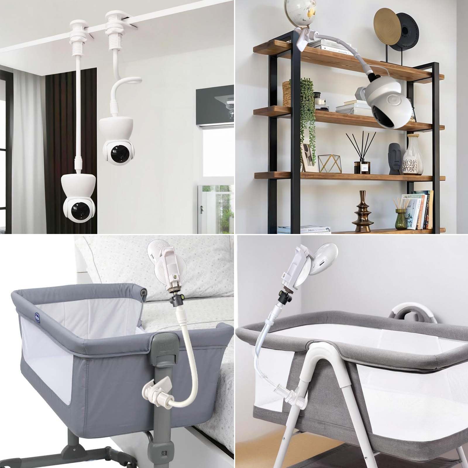 Supporto Universale Flessibile e Rotante per Monitor Video per Bambini, Clip per Culla e Scrivania, Compatibile con Hellobaby HB30 HB32 HB35 HB50, Philips Avent SCD843/26 SCD833/26, Vtech