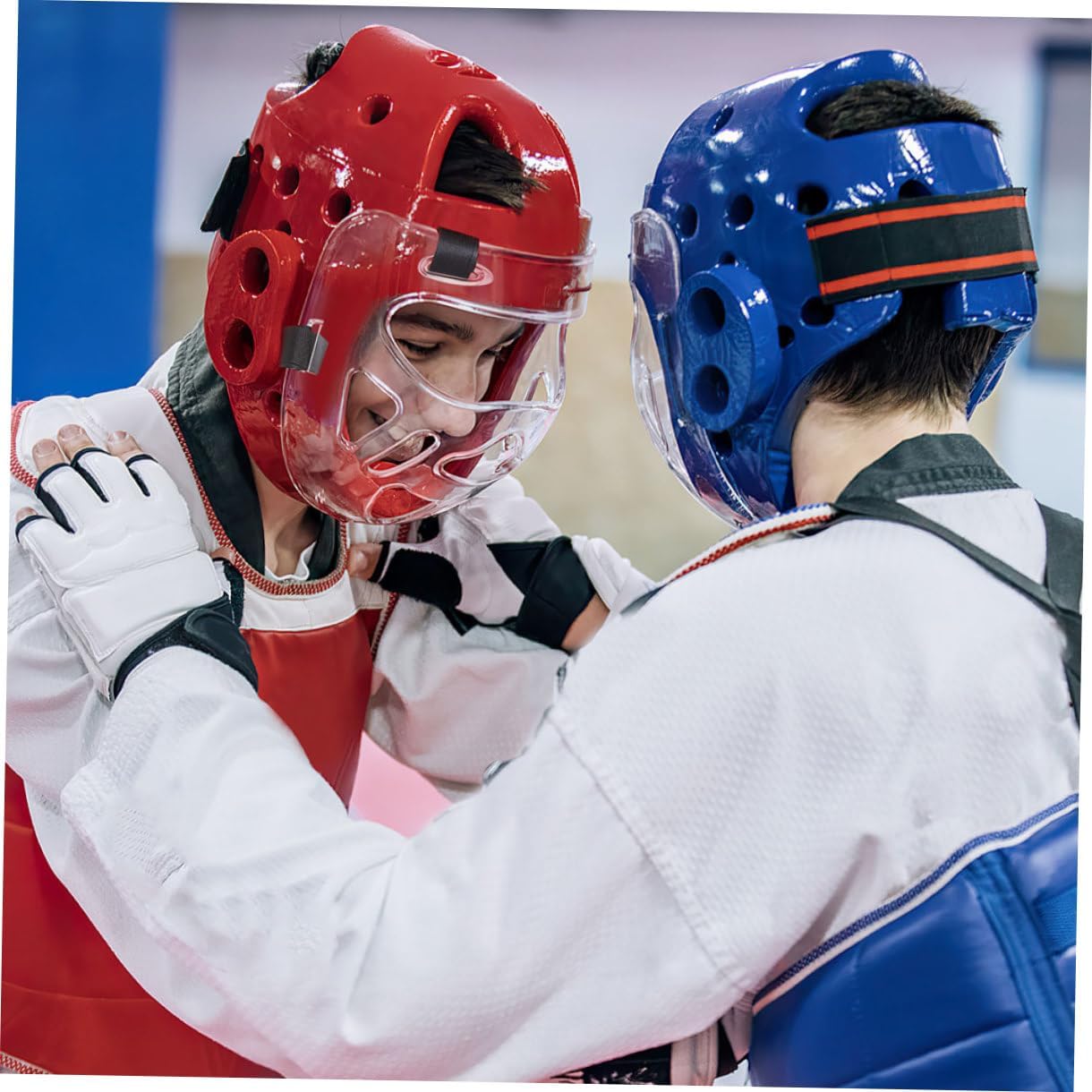 Totority 2PCS Taekwondo Sparring Face Guard Detachable Martial Arts Headgear Portable Sports Protector Gear for Training Boxing and Sparring