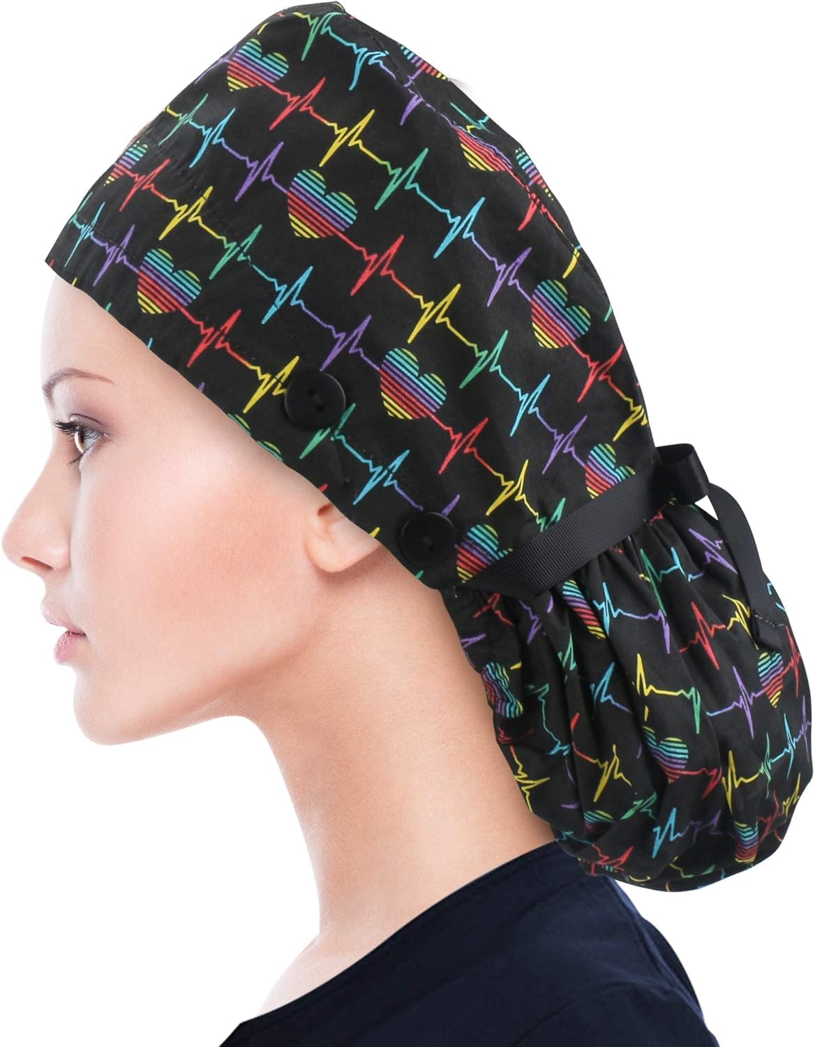 ABAMERICA Scrub Caps for Women Surgical Caps Nurse Hat Functional Ponytail Holder for Long Hair Single or Satin-Lined - Image 2