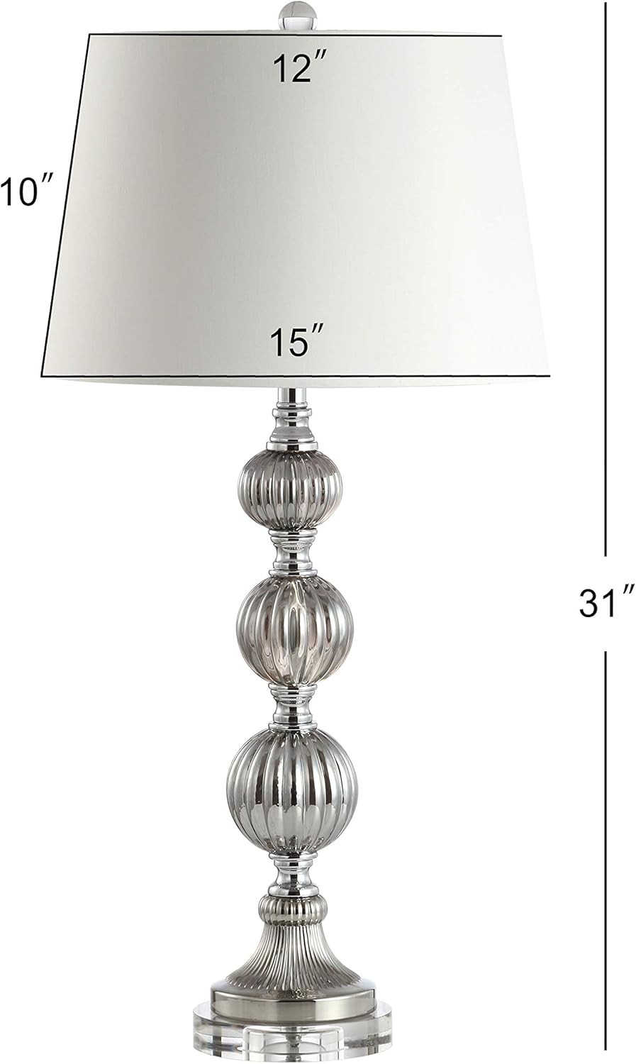 Bеѕt Cуbеr Mоndау 🔥 JONATHAN Y JYL2065A Vivienne 31 Triple Sphere Glass/Crystal LED Table Lamp Traditional Bedside Desk Nightstand Lamp for Bedroom Living Room Office College Bookcase LED Bulbs Included, Smoked Grey