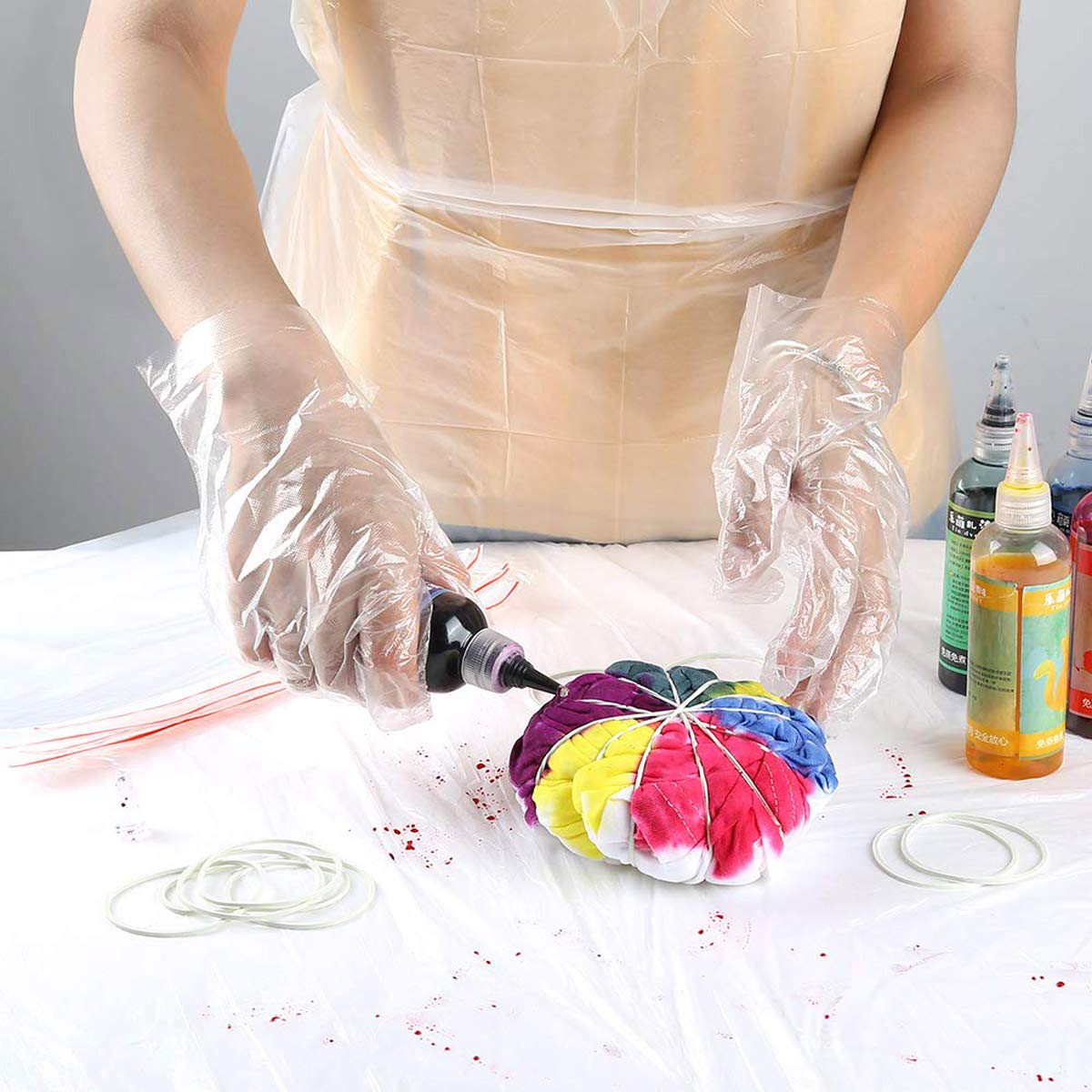 SUPVOX 100pcs Tabliers PE Jetables Clairs Imperméables en Plastique pour Adultes Enfants - Peinture Cuisson