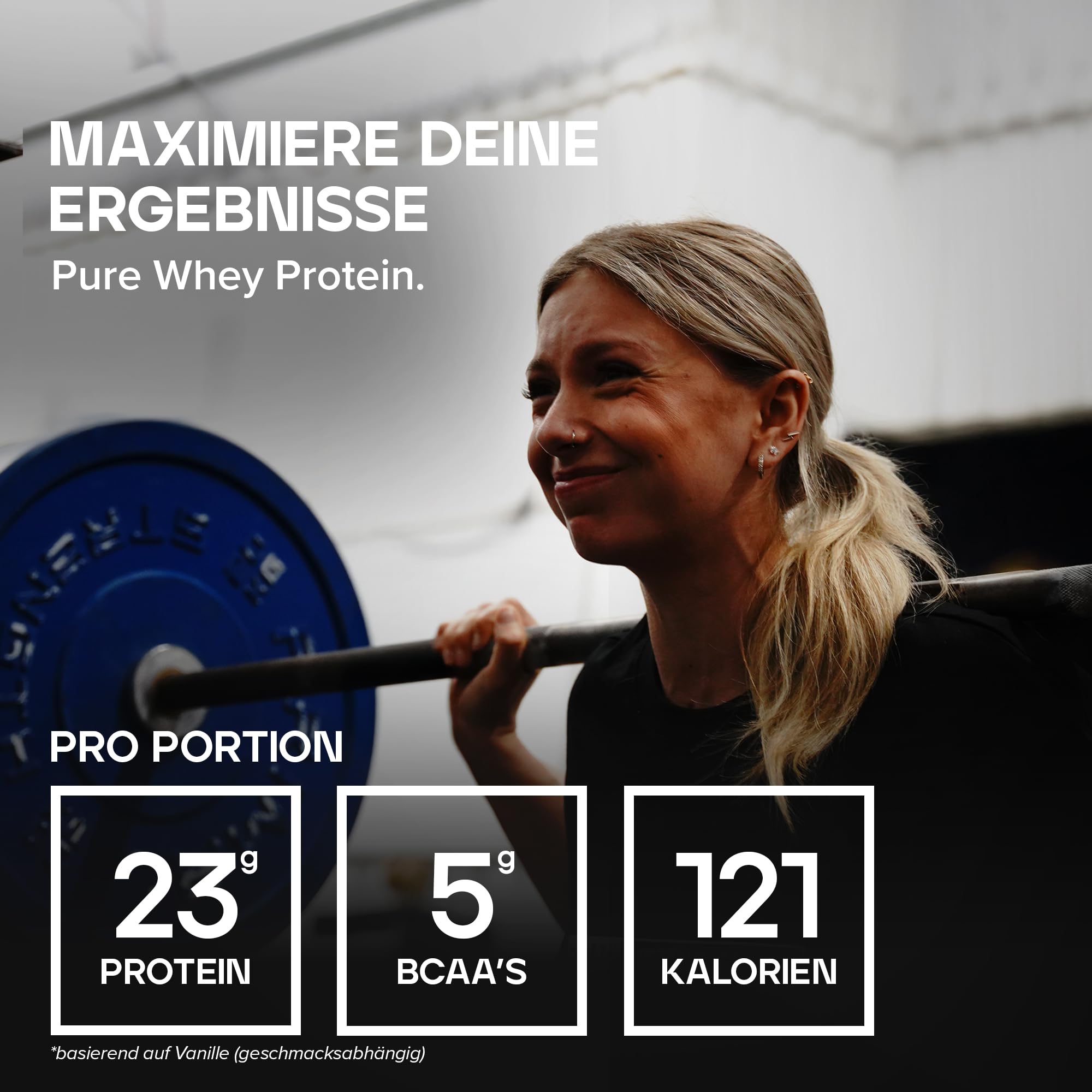 Bulk Pure Whey Protein Pulver | Vanille | 22g Protein & 5g BCAAs pro Portion | Whey Konzentrat Shake | Wenig Zucker | Unterstützt Muskelaufbau & Regeneration | Leicht mischbar | Vegetarisch | 1kg